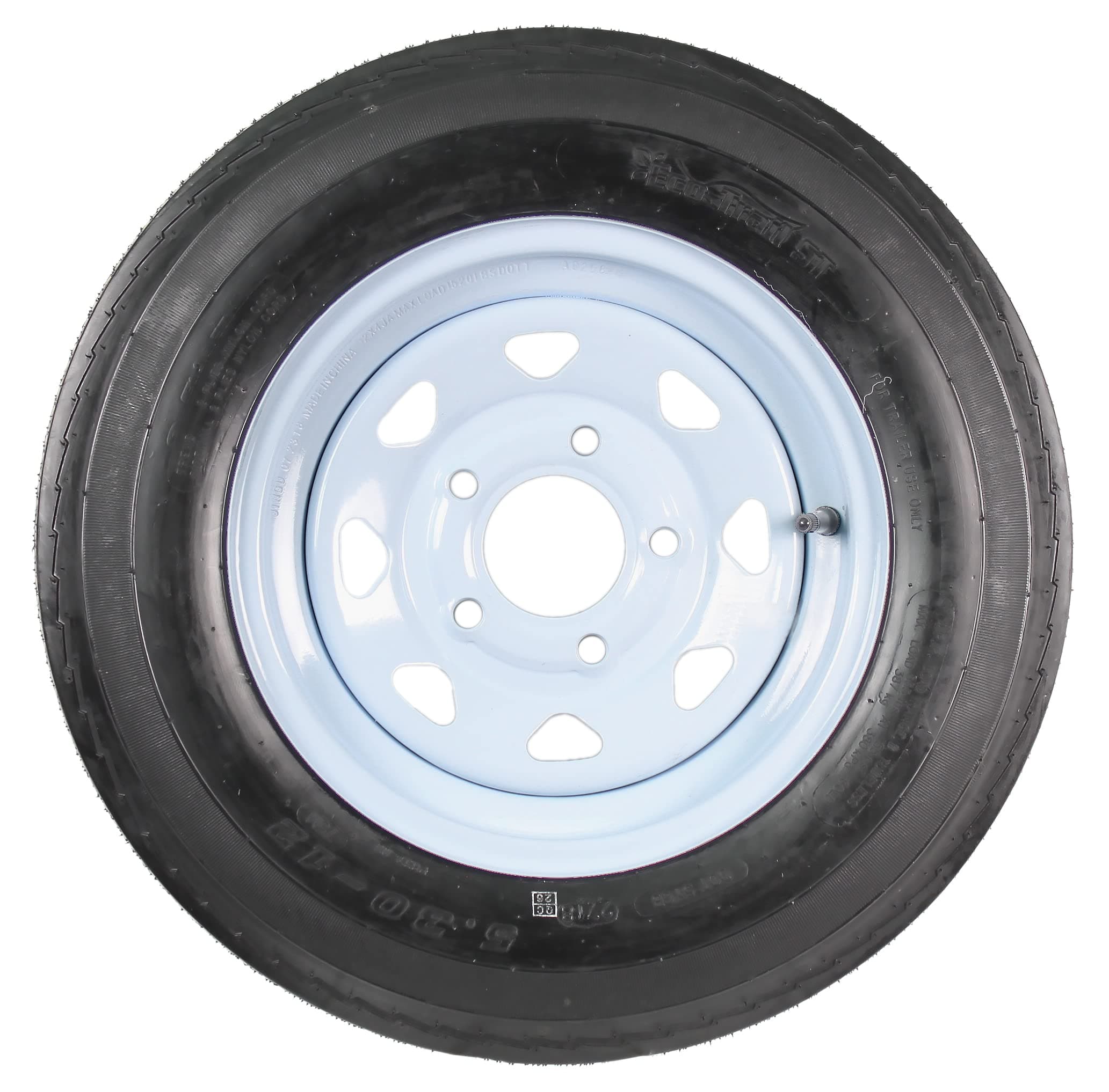 eCustomrim Trailer Tire On Rim 5.30-12 530-12 5.30 X 12 12 in. 5 Lug Hole Wheel White Spoke - 2 Year Warranty w/Roadside