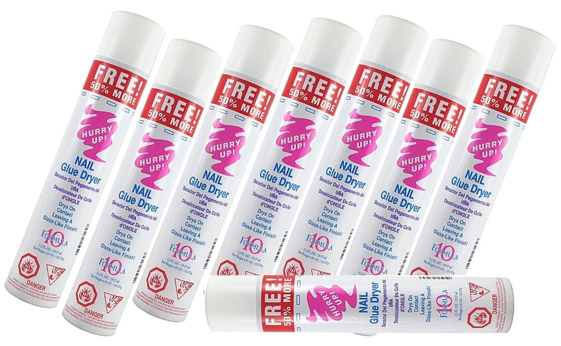 8 X Nail Glue Spray Dryer Drys On Contact Leaving A Glass Like Finish 10 Formula | size 7.2 fl oz