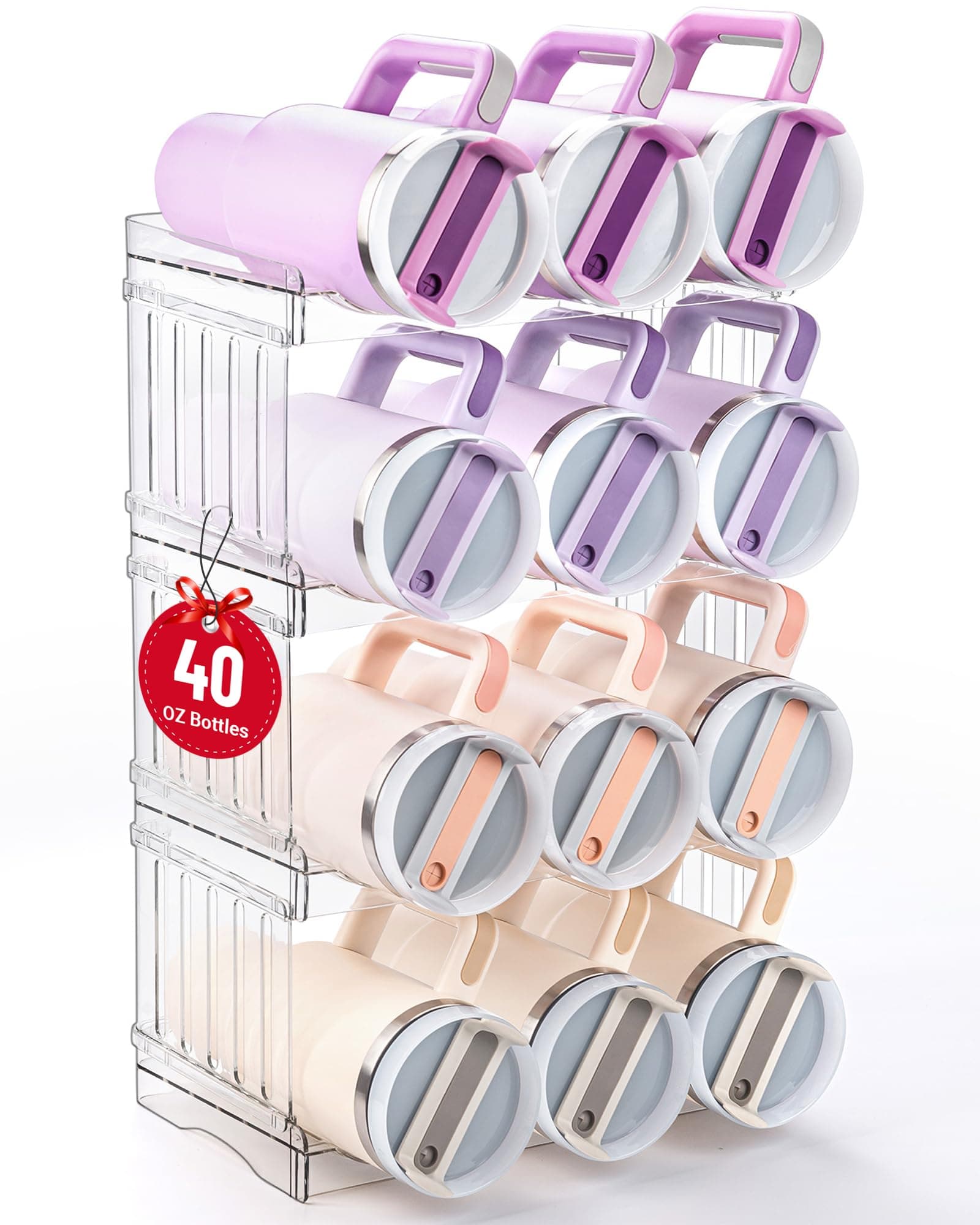 - Large Tumbler Organizer for Stanley Cup 40 oz, Patented Kitchen Pantry Organizers and Storage for Stanley Cup Accessories, Stackable Water Bottle Organizer Holder Gifts 4Pack Large-12-bottle