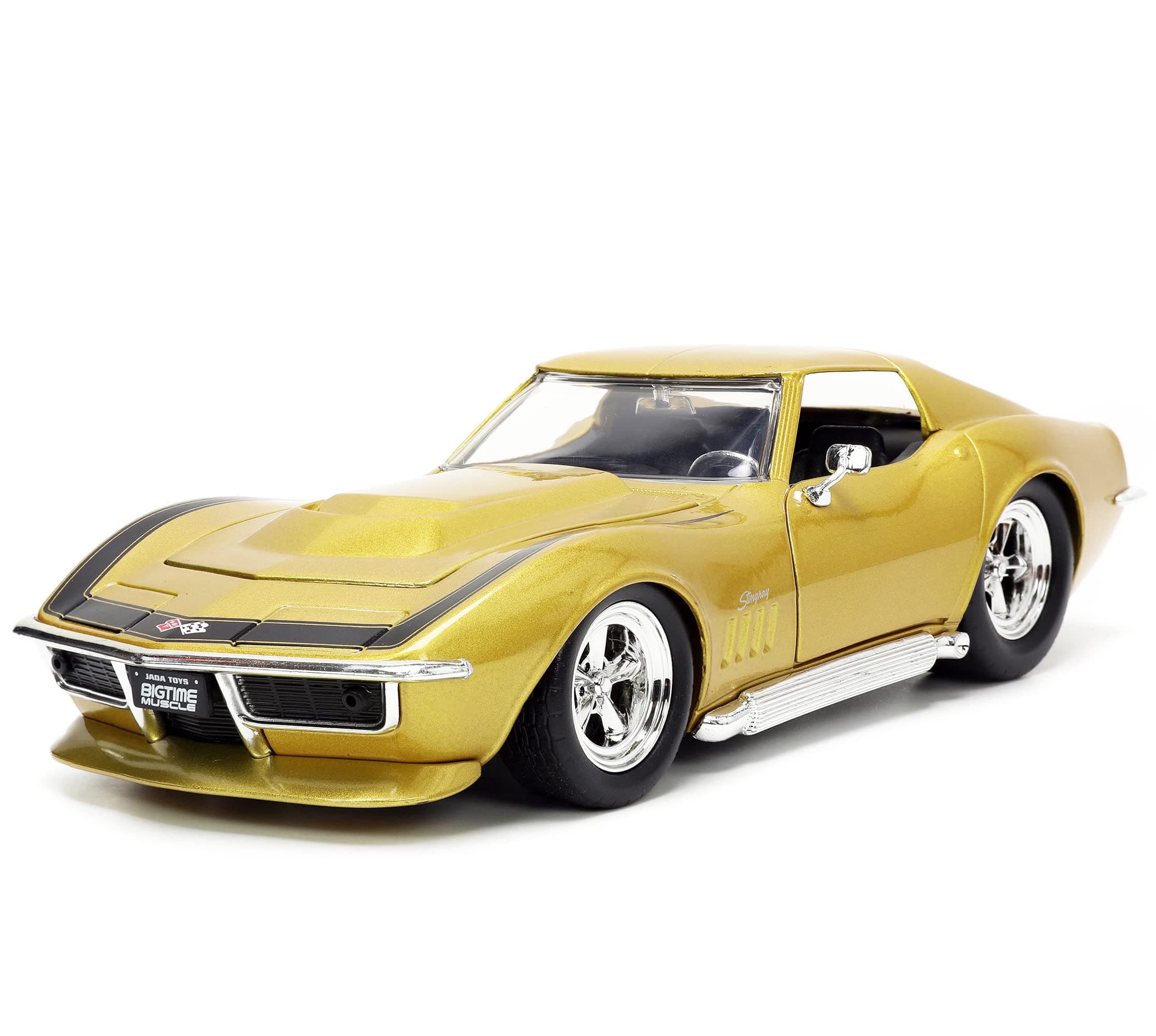 Jada Big Time Muscle 1:24 1969 Chevy Corvette Stingray ZL-1 Die-cast Car Gold, Toys for Kids and Adults