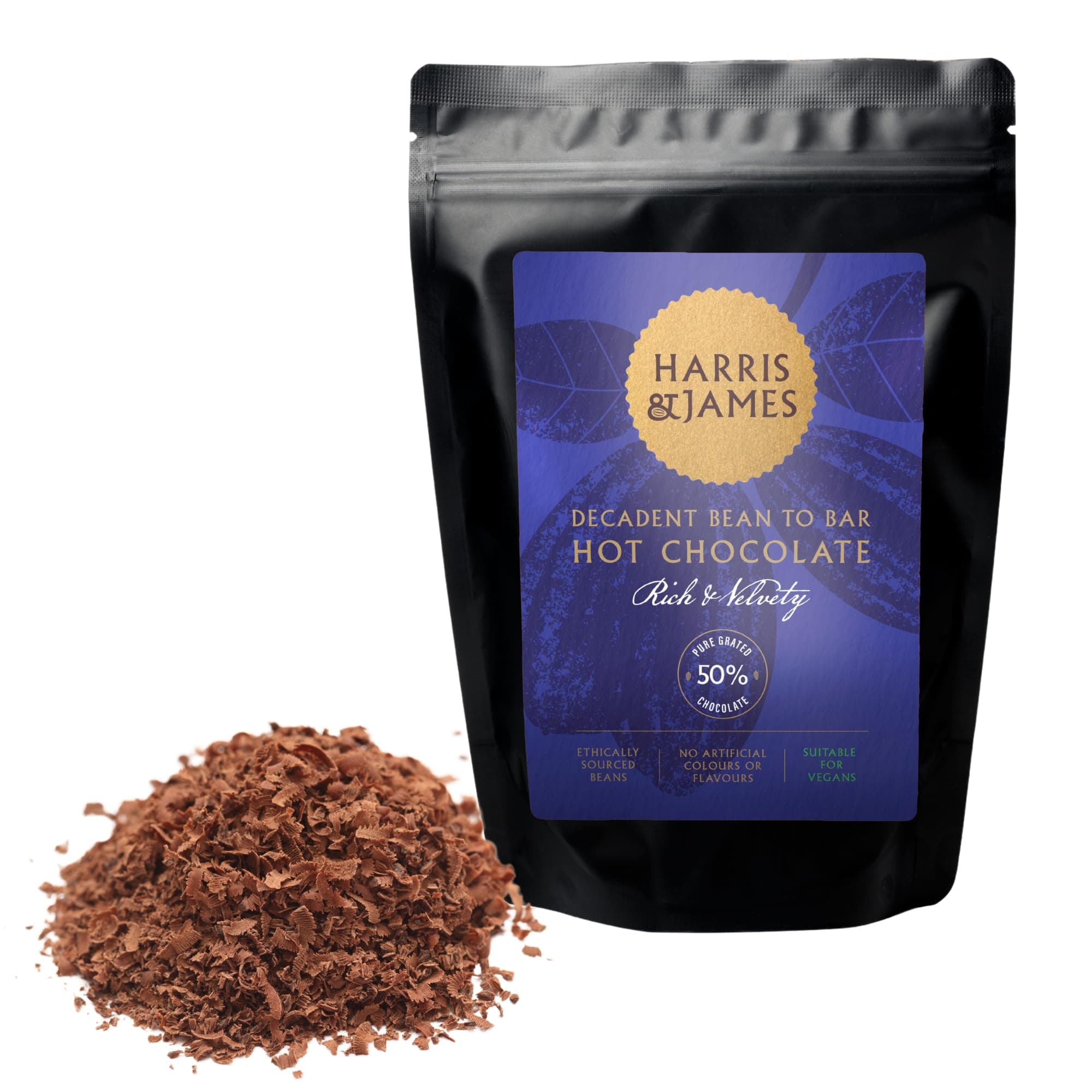 Drinking Chocolate | Rich & Velvety 50% Chocolate Flakes 250g | Decadent Bean To Bar From Cocao Beans | Hand Made in Small Batches