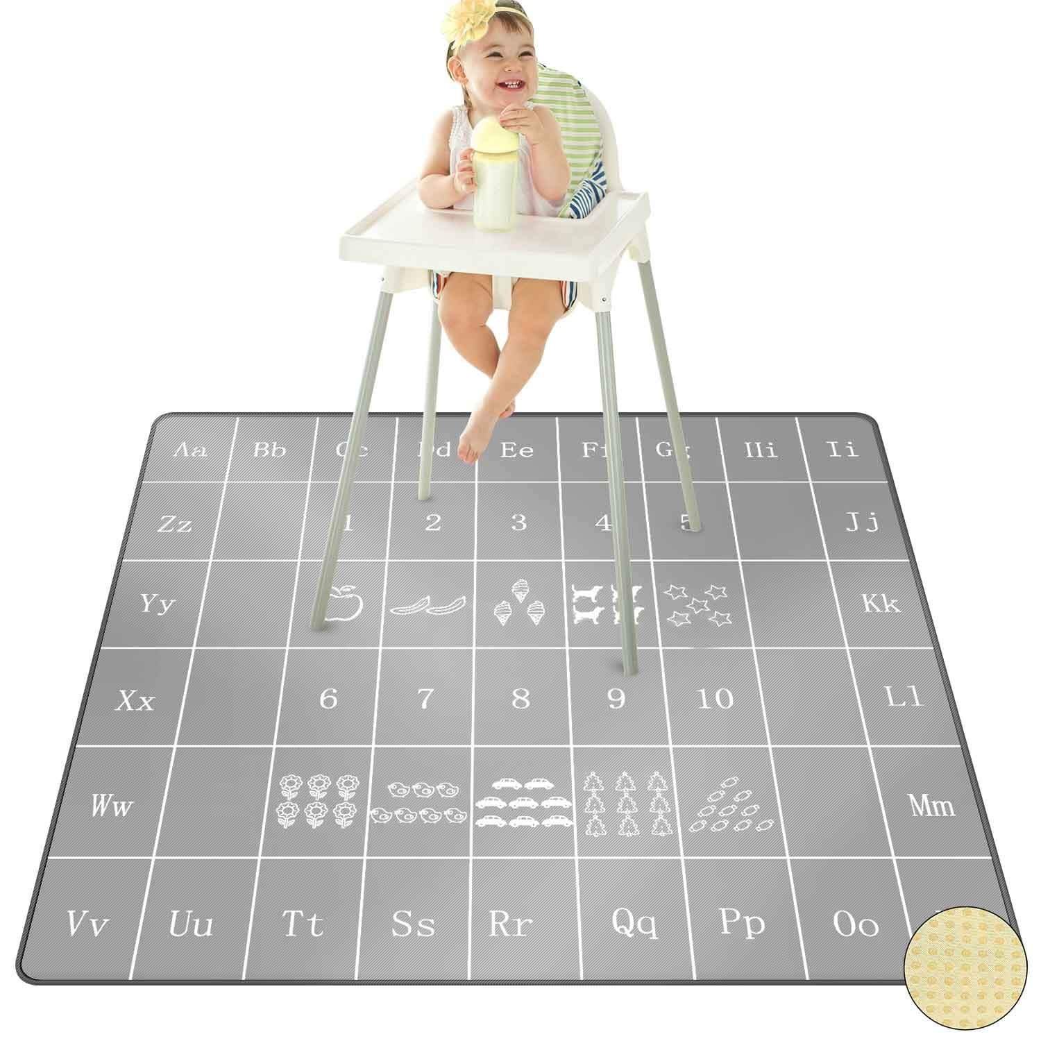 SMZCTYI Splat Mat for Under High Chair, 51'' Waterproof Anti-Slip High Chair Mat for Kids Food Splash Spill Mess Mat, Washable Portable Early Childhood Education Play Mat Picnic Mat Table Cloth