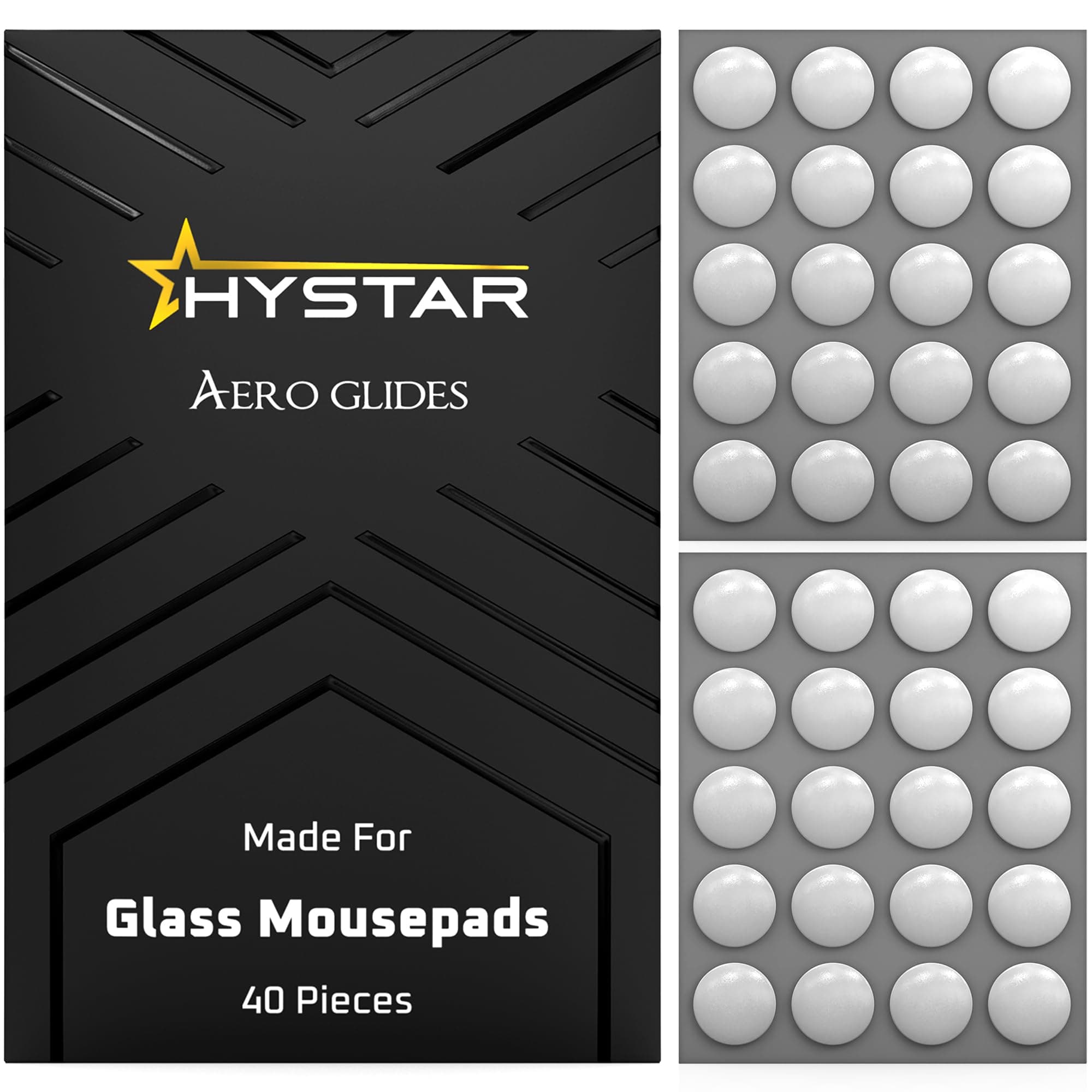 Hystar® Aero Glides 40 Point High Density PTFE Glass Mouse Pad Pads Round Polished for Quiet Use