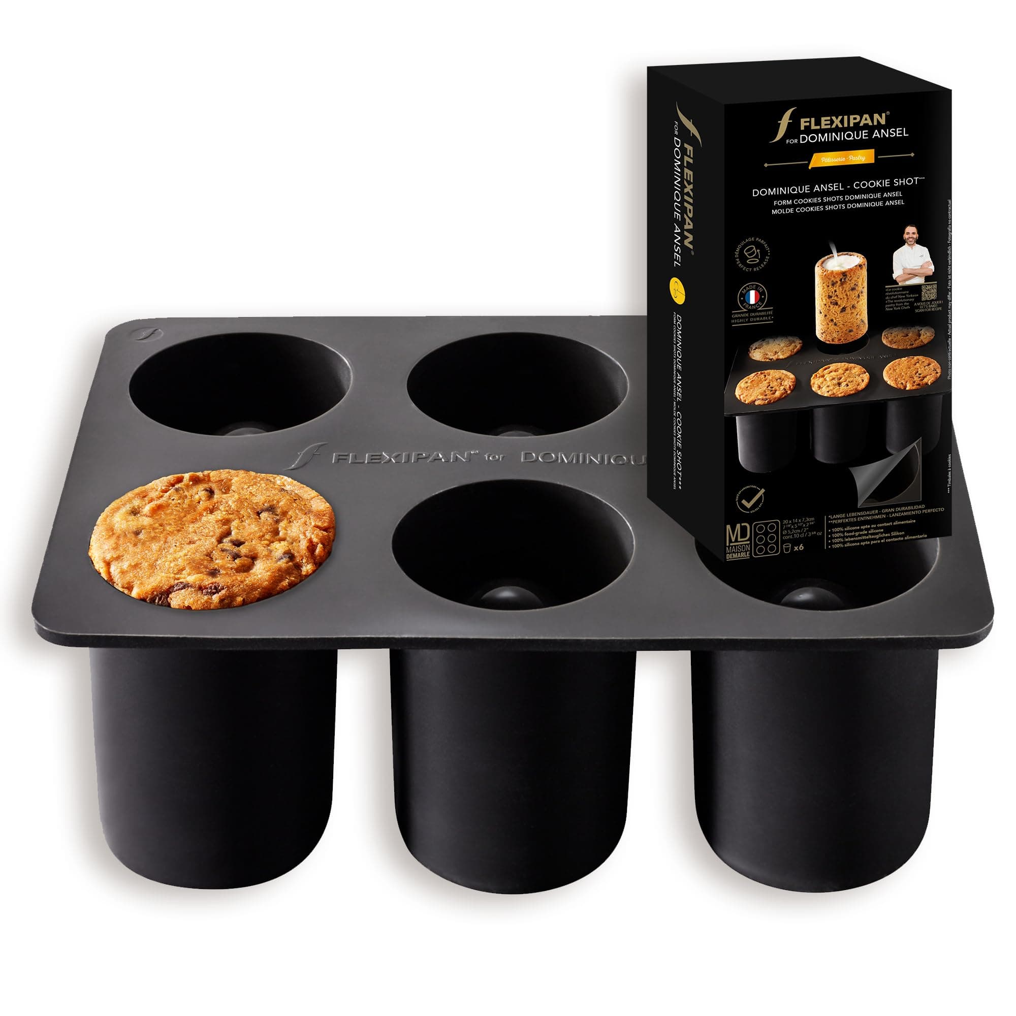 Silpat Flexipan 6 Cookies Shots Mold - by Dominique Ansel, Black
