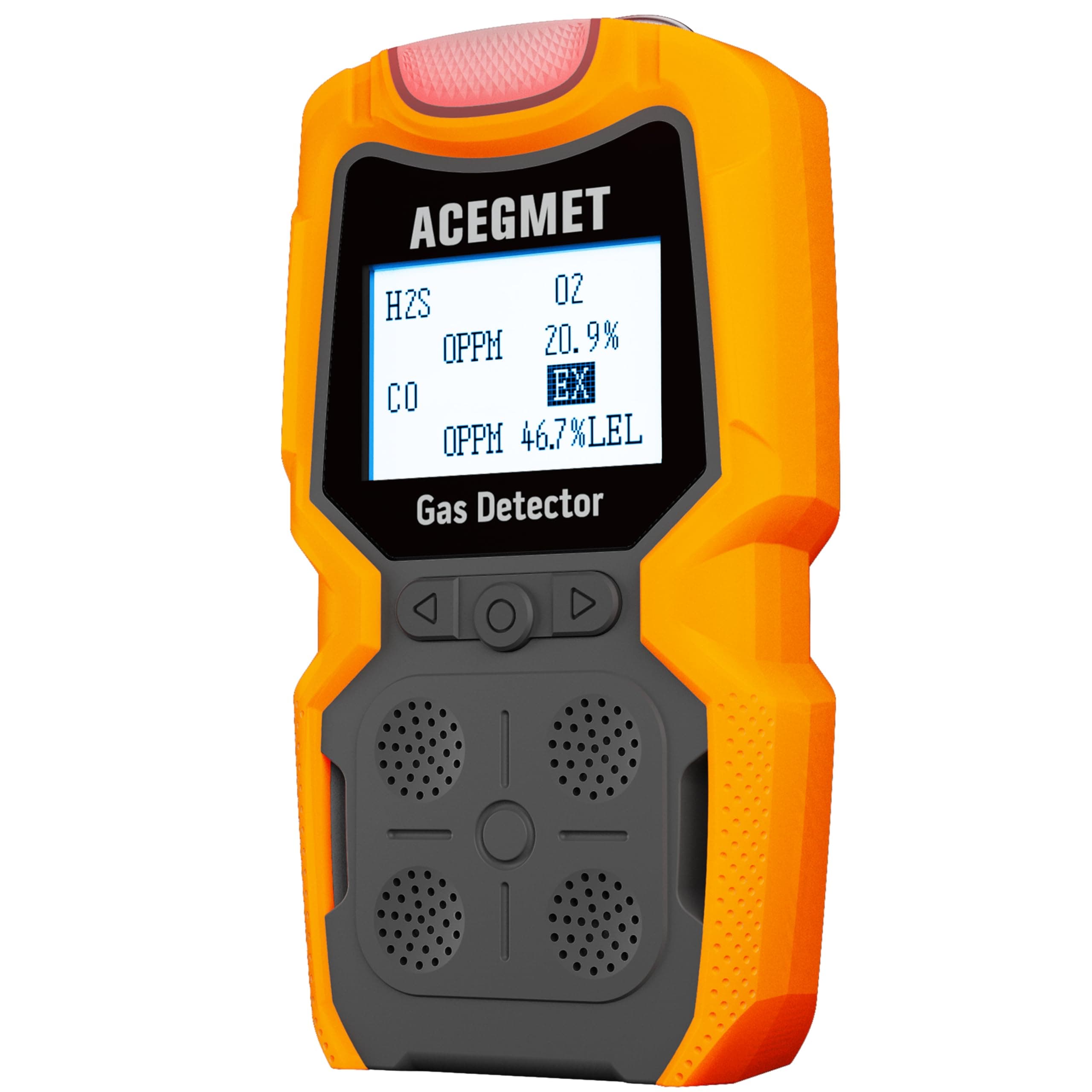 ACEGMET Gas Detector Monitor 4 Gases Multiple Indicator (Audible Visual Vibration) H2S O2. Co and Lel Monitor 4 Gases Personal Rechargeable Meter 4 Gases 2 Years Sensor Life Detect