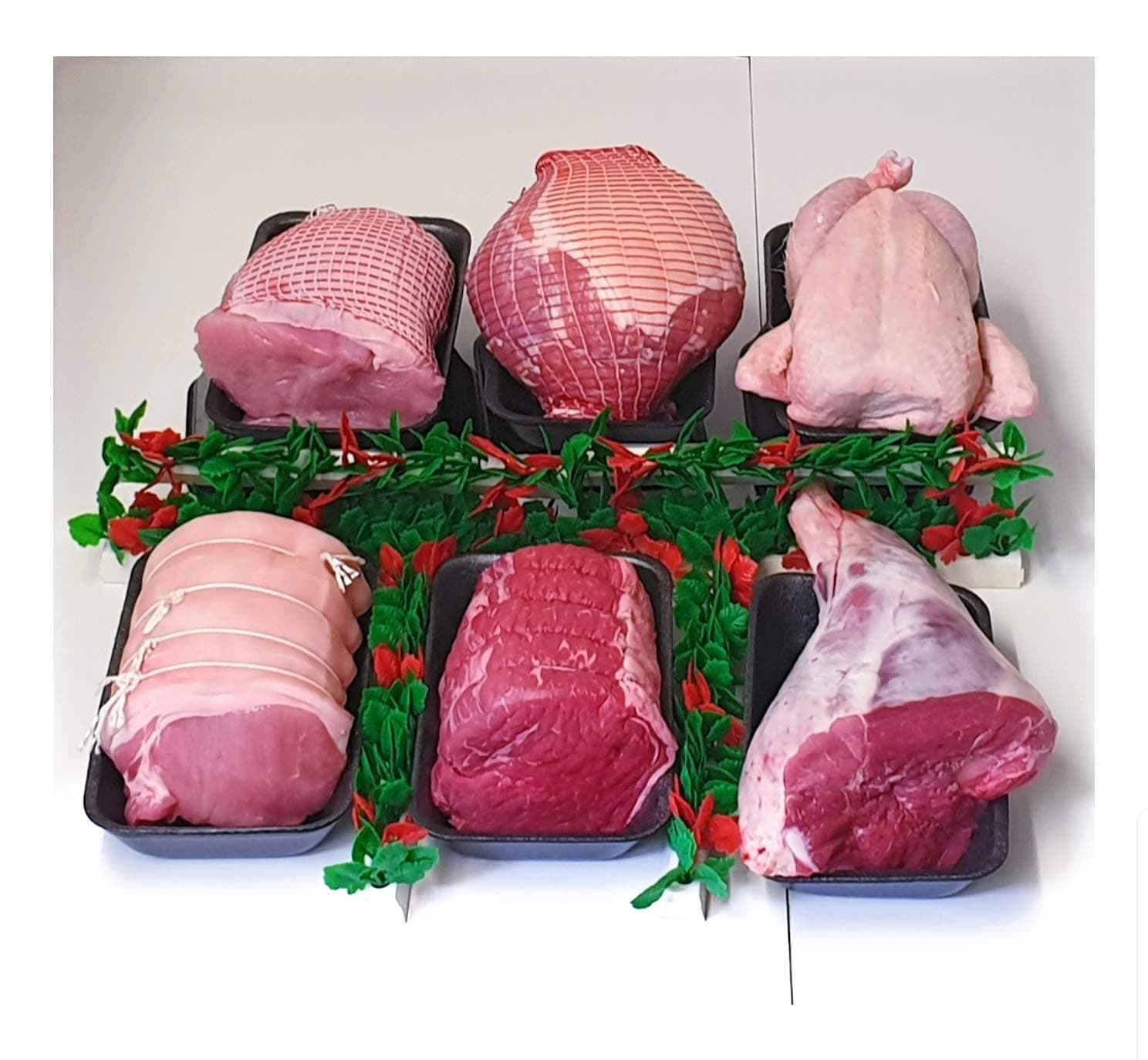 Shukers Butchers Extra Value Ultimate Bargain Family Christmas Meat Hamper Roast Joint Pack Beef, Pork, Lamb, Turkey, Gammon, Chicken, Fresh Modern Family Buy Meat Pack.