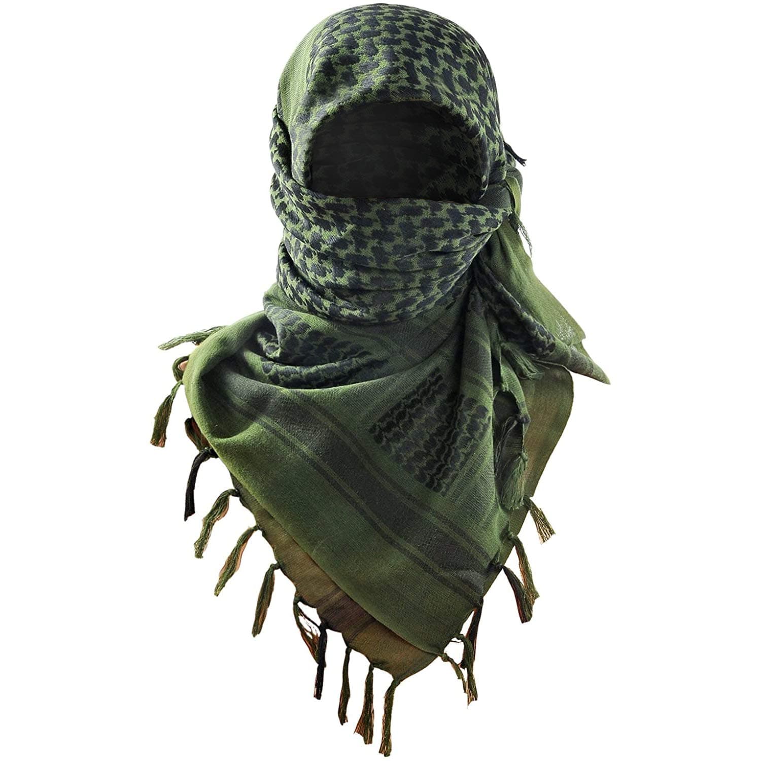 Luxns Military Shemagh Tactical Desert Scarf / 100% Cotton Keffiyeh Scarf Wrap for Men and Women