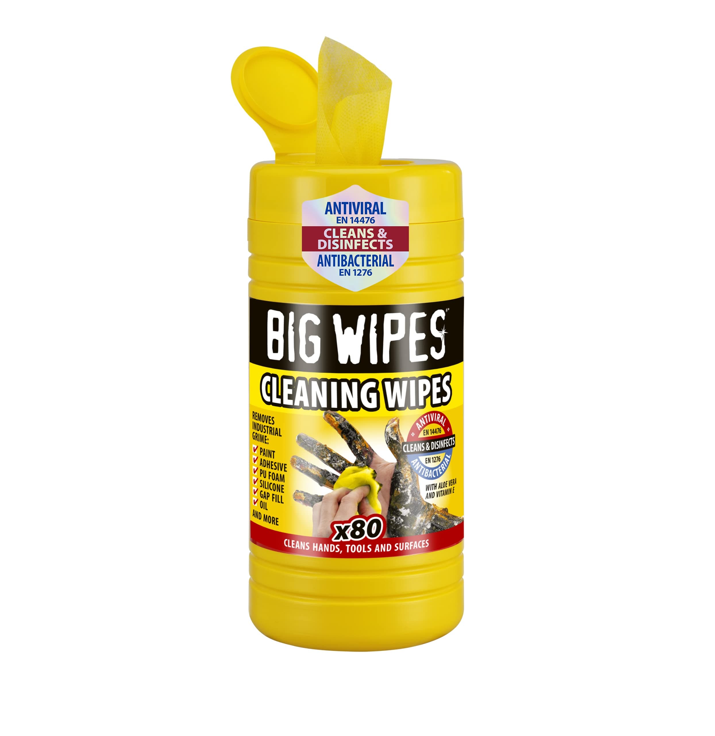 Big Wipes BGW2010 Industrial Anti-Bacterial Wipe, Pack of 80 , White