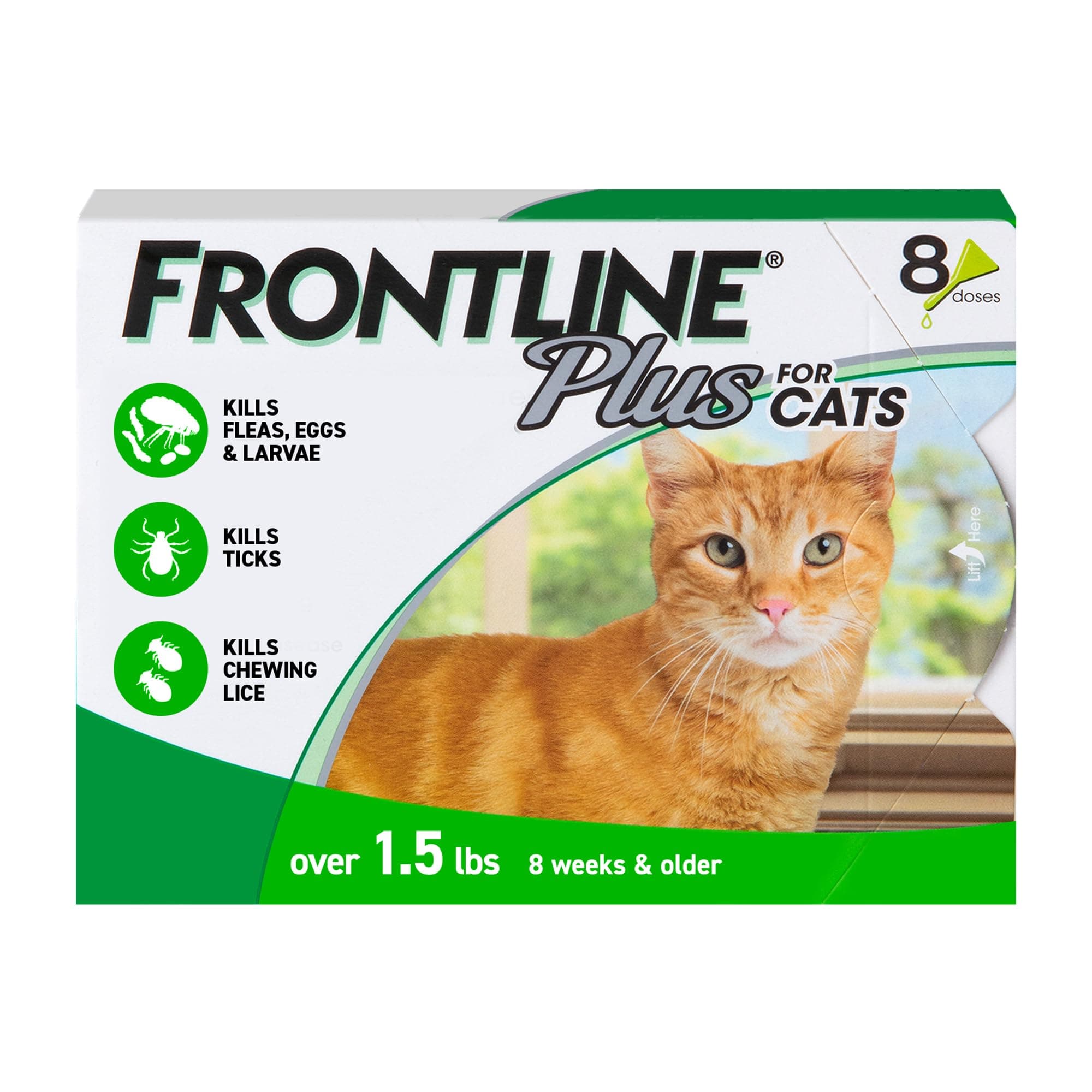 Plus Flea and Tick Treatment for Cats Over 1.5 lbs. 8 Treatments