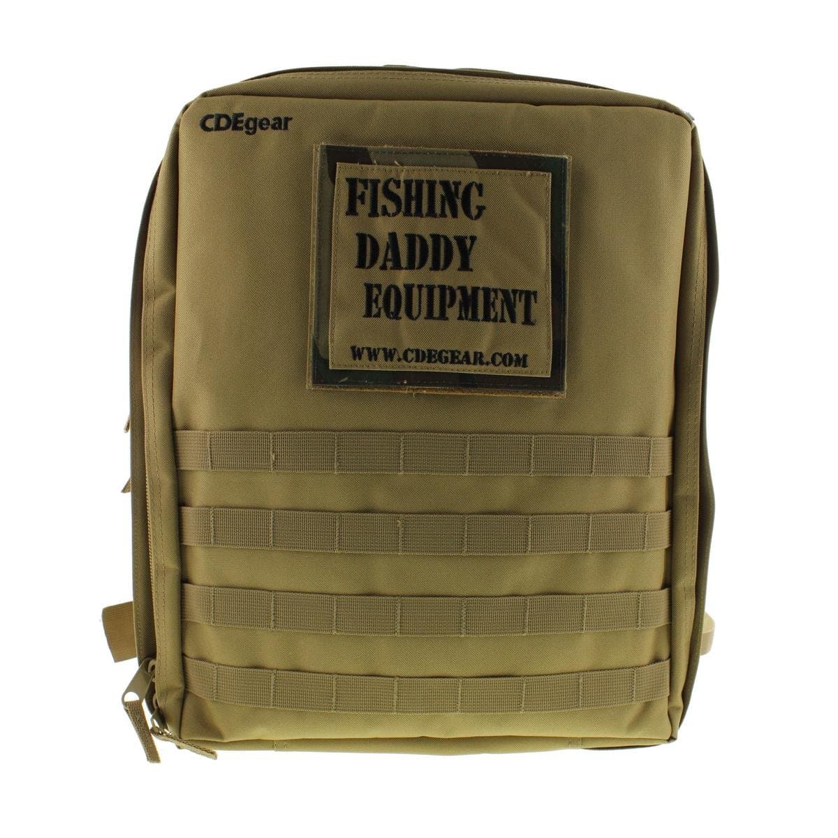 Fishing Daddy Equipment Diaper Bag (Desert Khaki with Woodland Camouflage Pattern Trim)