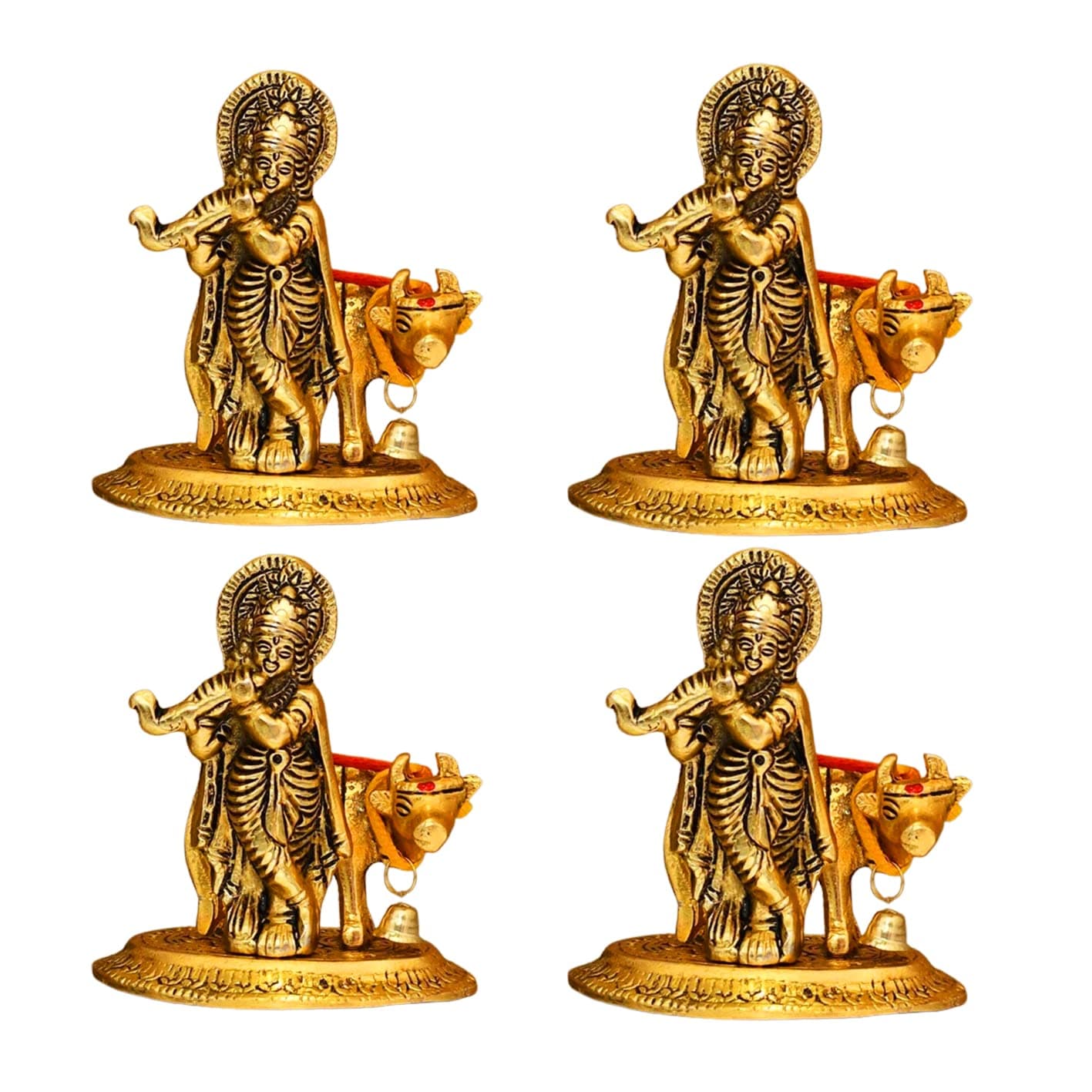 Metal Return Gifts For Women Lord Krishna (Pack Of 4), Wedding Gift Anniversary Housewarming Corporate Gifts, Baby Shower Return Gifts, Gold