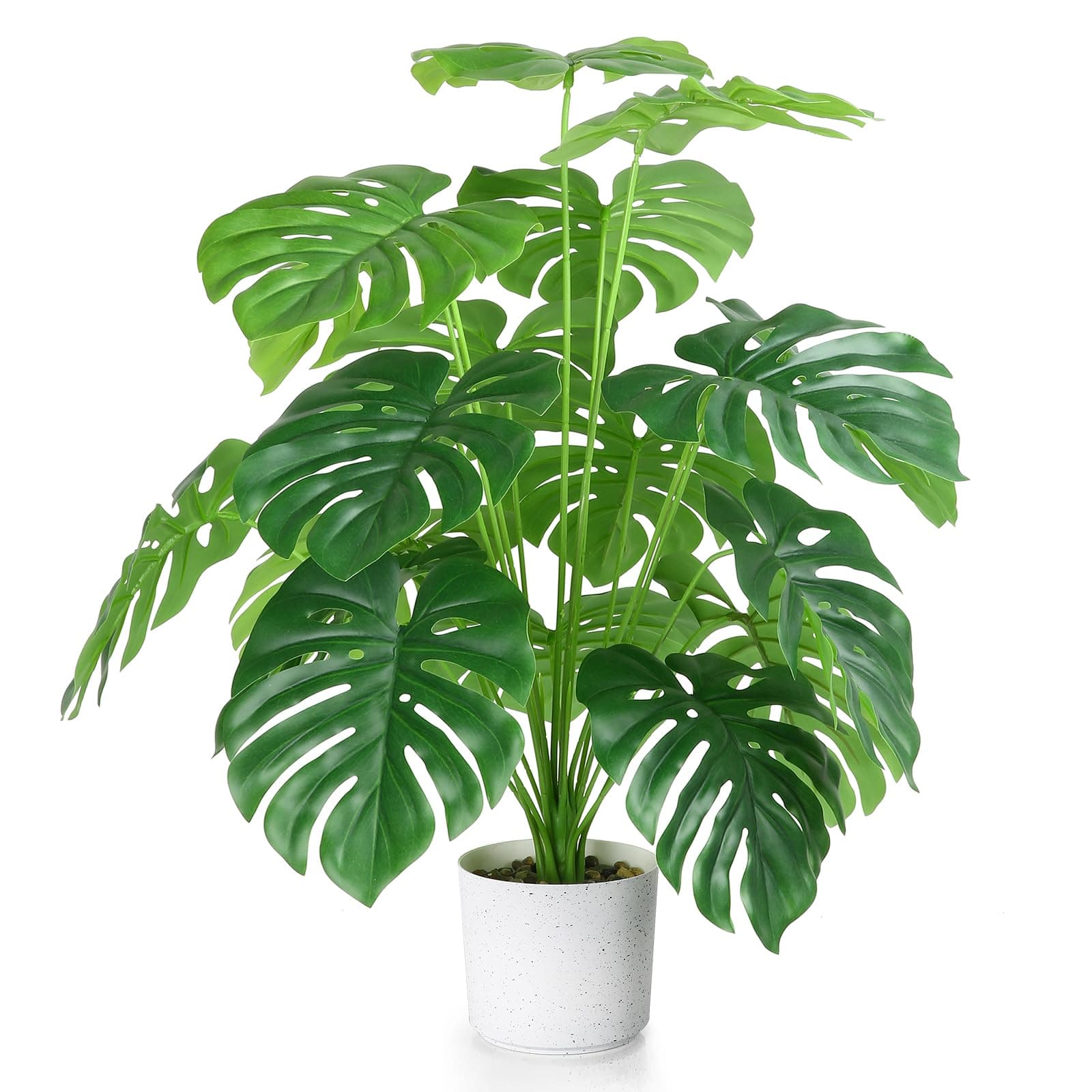 28" Fake Plants Large Tropical Palm Tree Artificial Monstera Faux Plant Tree in Pot for Indoor Outdoor Home Office Garden Decoration
