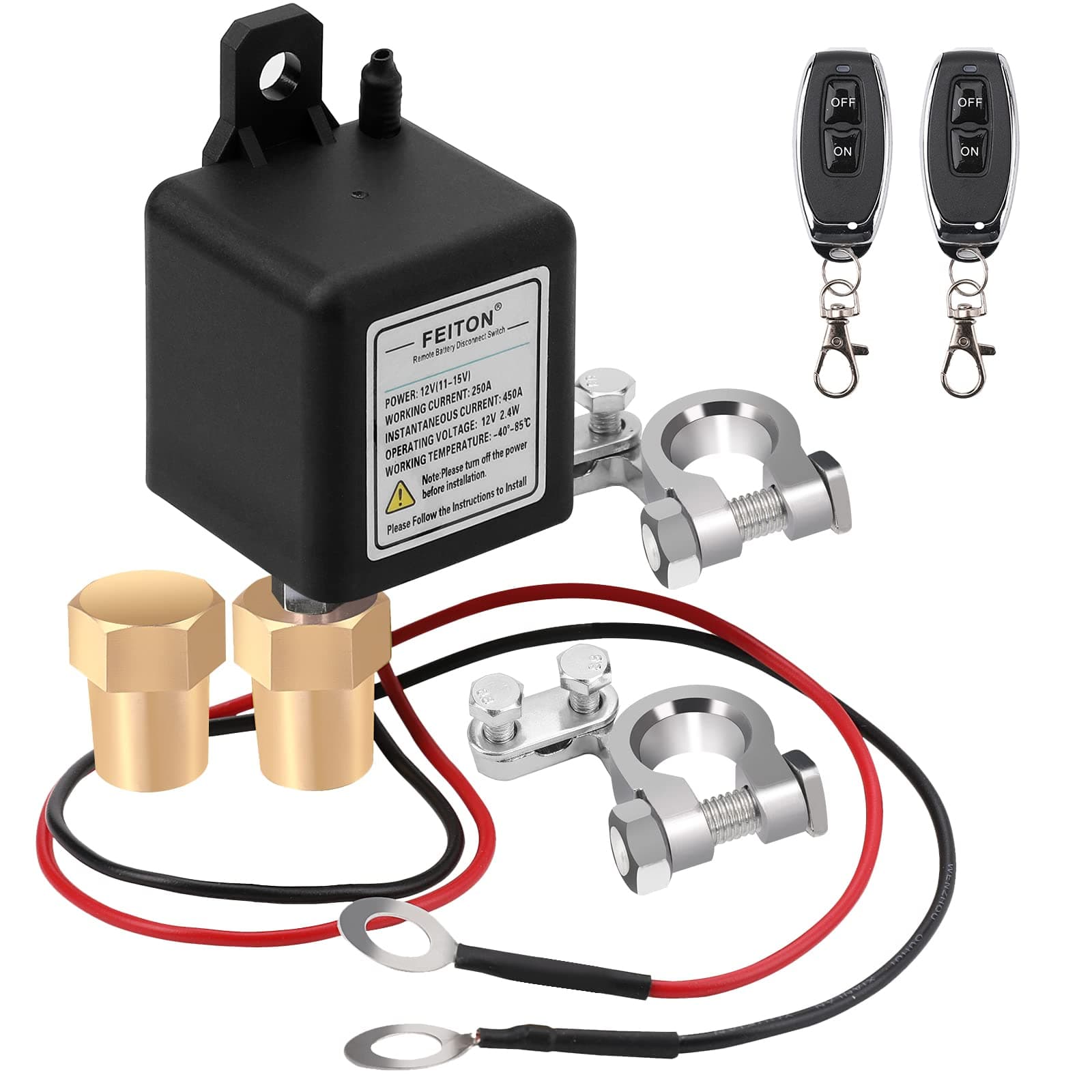 250A Remote Battery Disconnect Switch 12V Upgraded Battery Kill Switch for Car RV Truck Camper Dual Remote Control Anti-Theft Battery Shut Off Switch Prevent Battery Drain (450A Starting Current)