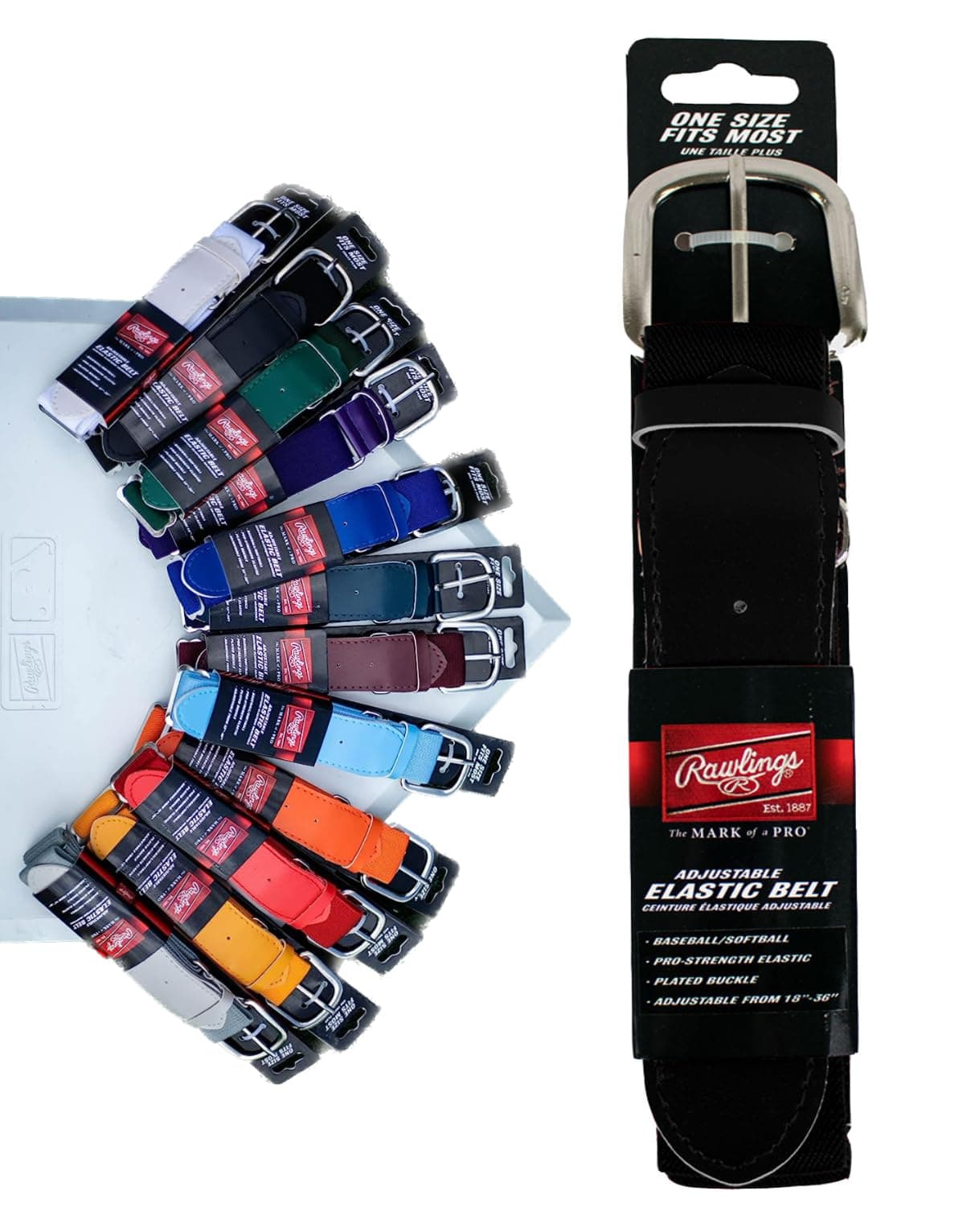 Unisex Elastic Game Day Belt | Baseball/Softball | Adult/Youth | Multiple Colors adjustable belt (pack of 1)