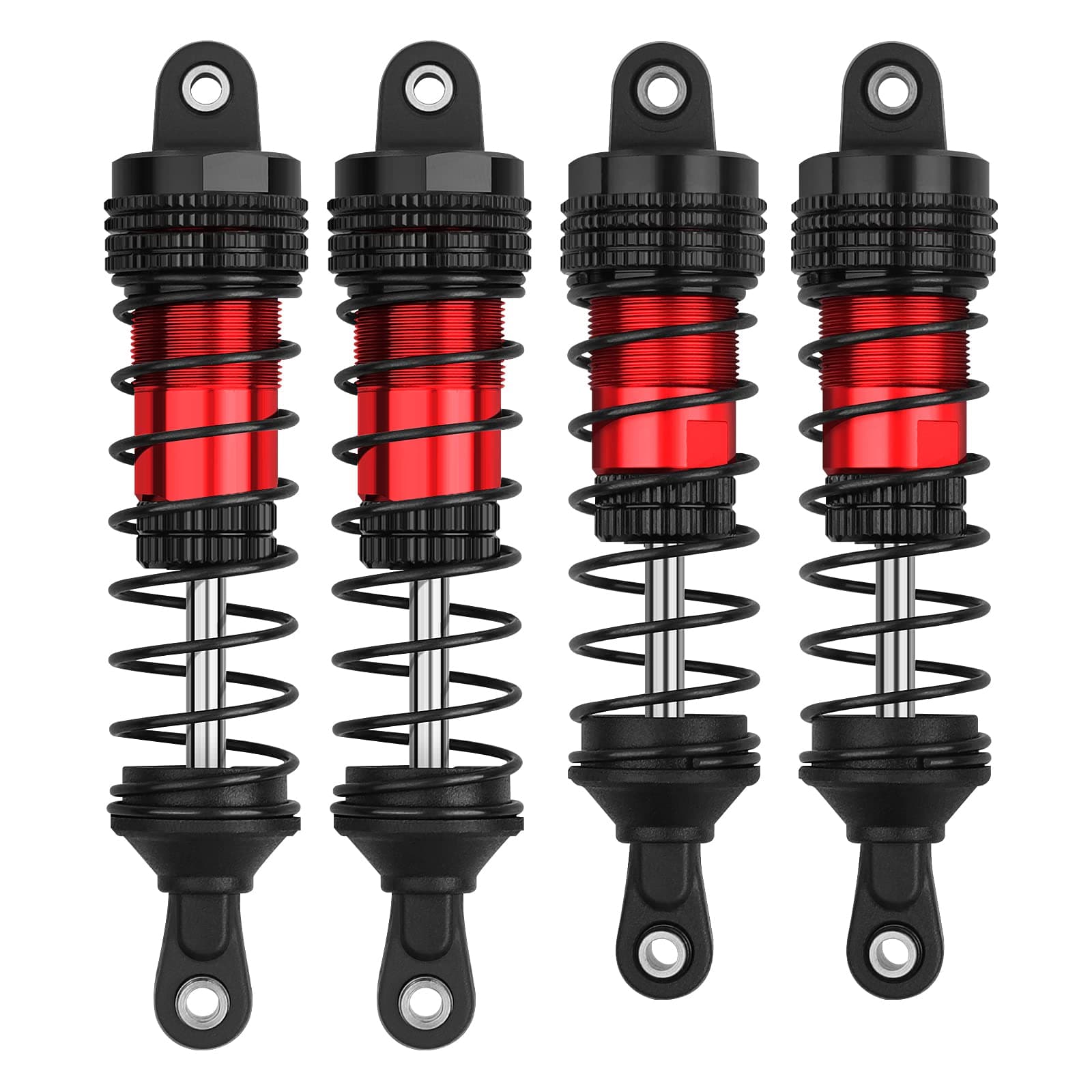 4PCS RC Cars Shock Absorber Set Compatible with 1/14 WLtoys 144001/144010, Team Associated 1/14 Reflex 14B 1:14 1:16 RC Buggy Off-Road Racing Upgraded Parts (Black Red)