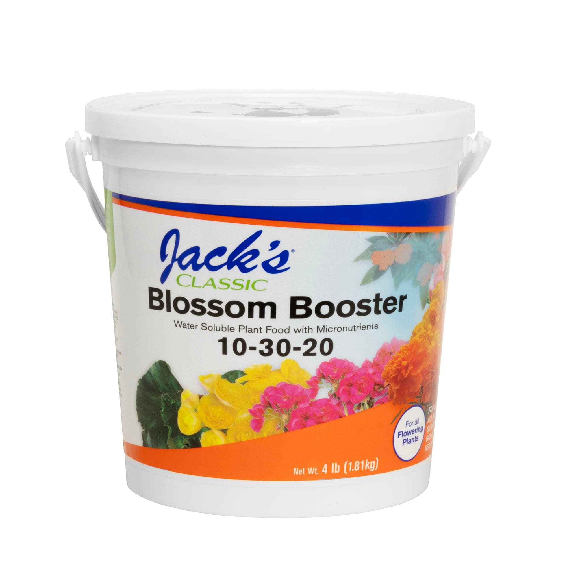 10-30-20 Blossom Booster Water-Soluble Fertilizer with Micronutrients for Increasing Color and Quantity of Blooms in Flowering Plants, 4lbs