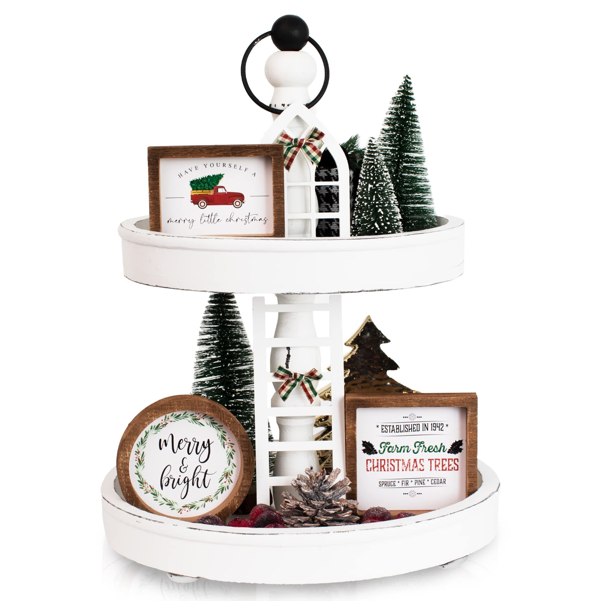 KIBAGA The Ultimate Farmhouse Tiered Tray Decor Set - Beautiful Year Round Seasonal & Fall Holiday Decoration Bundle - The Perfect Lemon and Summer Centerpiece Design for Home & Kitchen Decor