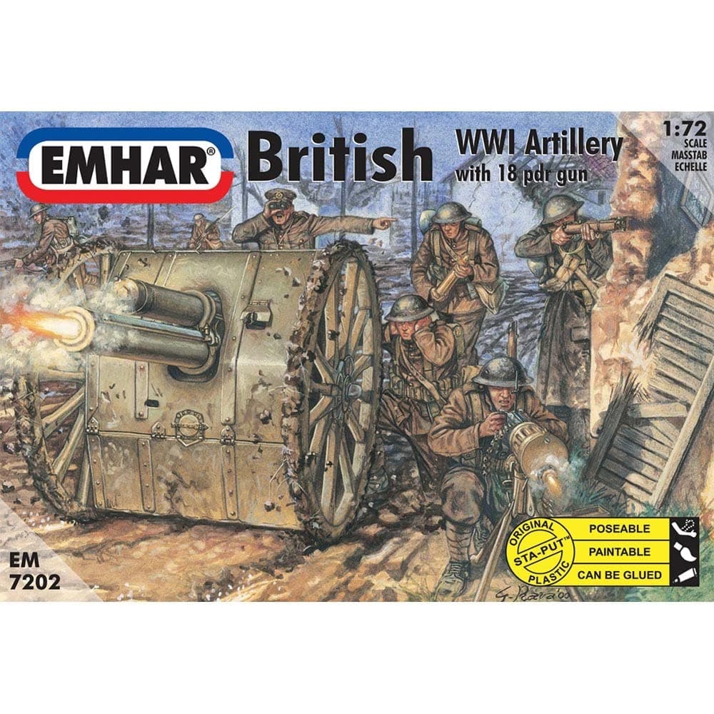 Emhar Models EM7202 British WWI Artillery Model Building Kit with 18PDR Gun