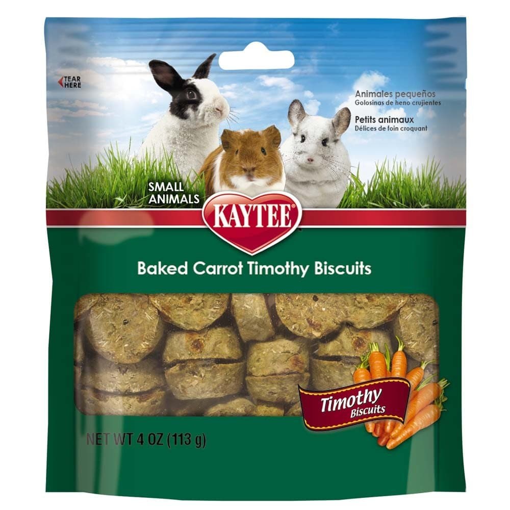 Kaytee Timothy Biscuits Baked Treat for Pet Guinea Pigs, Rabbits & Other Small Animals, Carrot, 4 oz