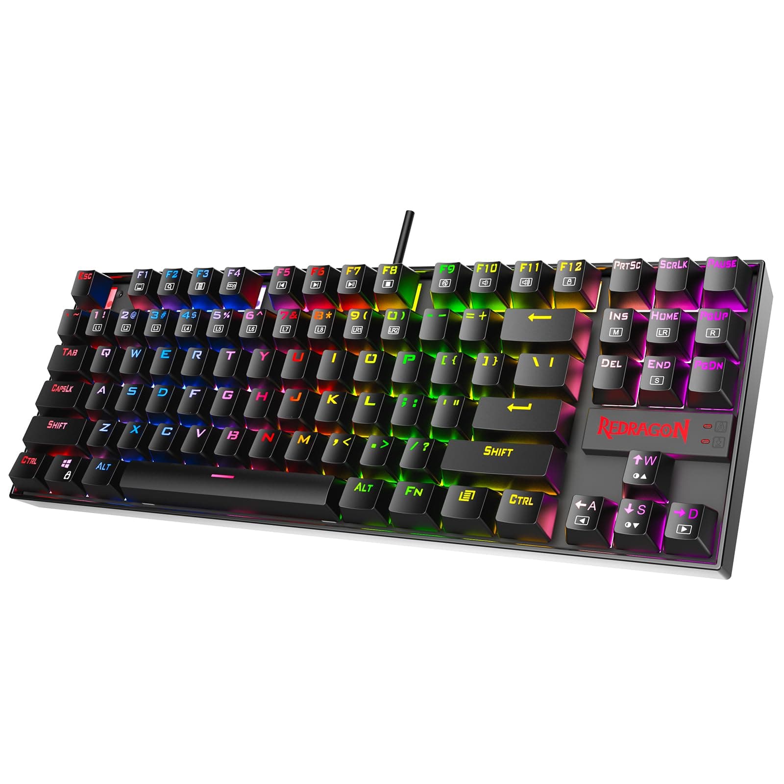 Redragon K552 RGB Gaming Keyboard 87 Keys Mechanical RGB LED Rainbow Backlit Computer Keyboard Tenkeyless Compact Design, Blue Switches for Windows PC Gaming (QWERTY Layout)