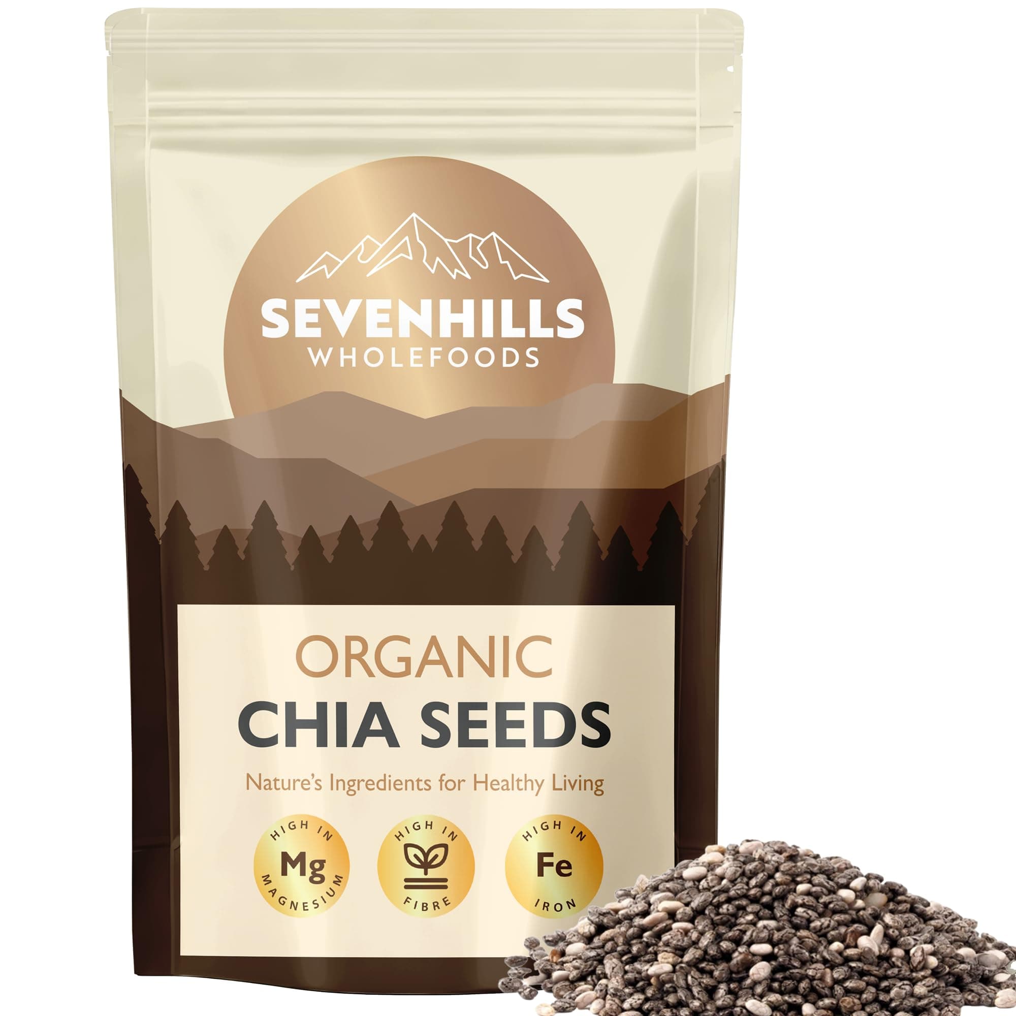 Sevenhills Wholefoods Organic Chia Seeds 1.8kg, Source of Omega 3, Protein, Fibre