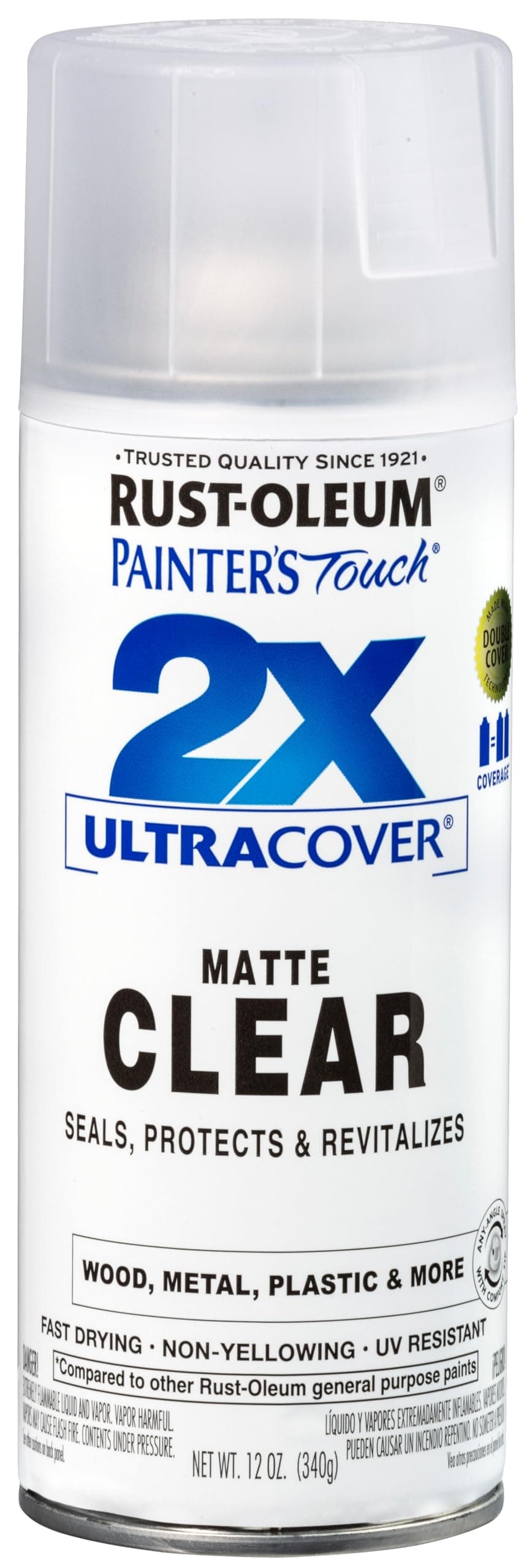 Rust-Oleum 249087 Painter's Touch 2X Ultra Cover Spray Paint, 12 oz, Matte Clear