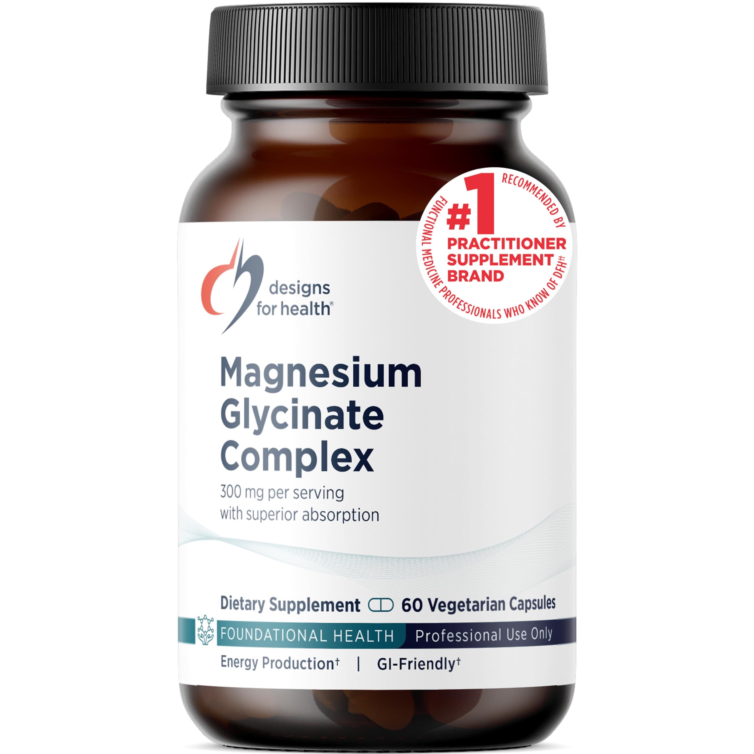 Designs for Health Magnesium Glycinate Complex - Chelated Magnesium Bisglycinate + High Absorption Magnesium for Calming & Sleep, Heart Health, Immune Support & Bone Strength - Vegan (60 Capsules)
