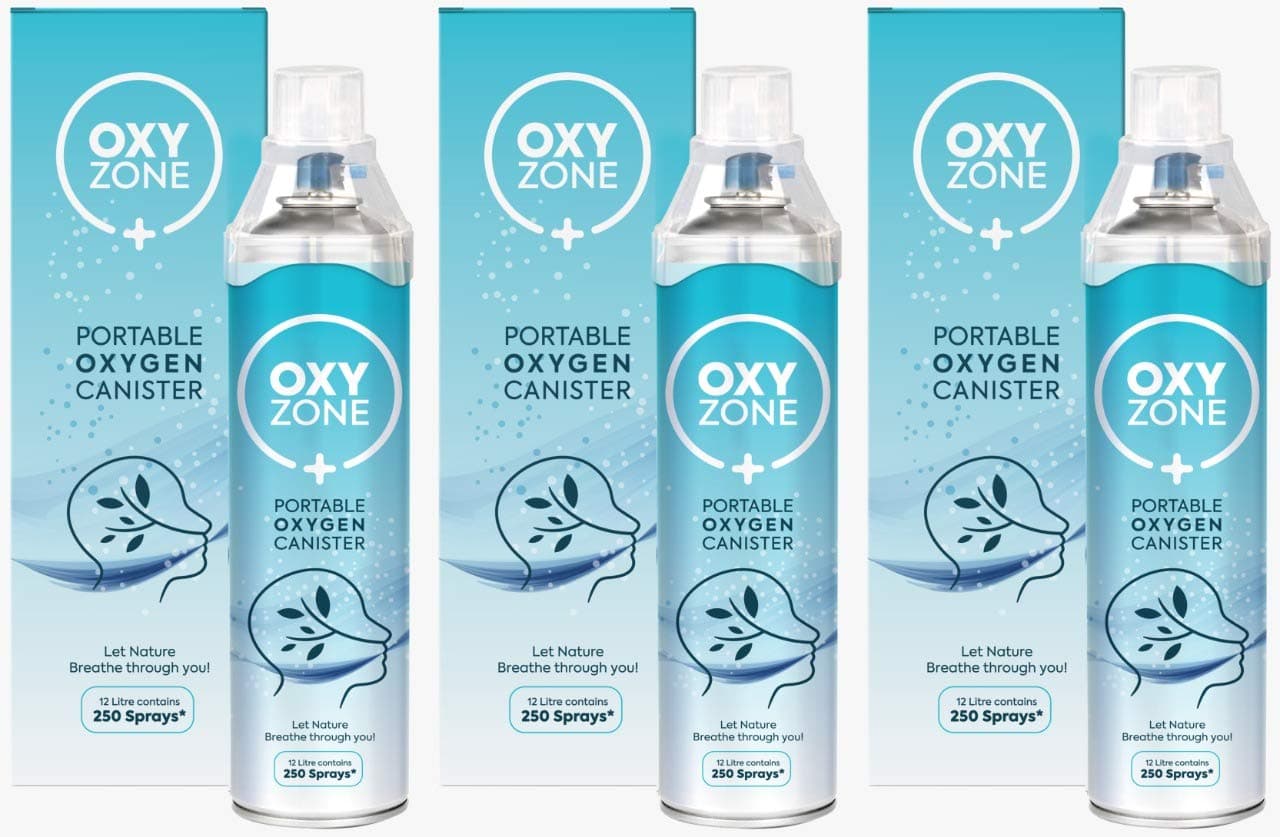 Natural Oxygen 36 Litres in Portable Can | First Aid Essential | Revitalizes | Enhance Physical Wellness | 36 Litre (12 L × 3) | 750 Puff (250 Puff × 3)