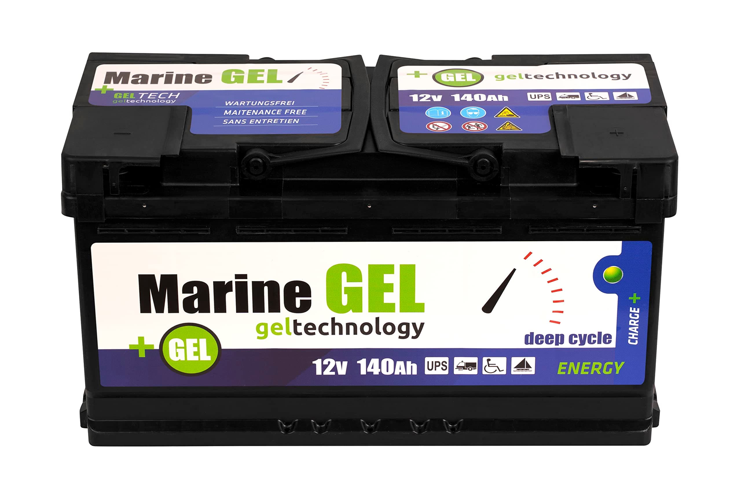 Gel battery, 140 Ah, boat battery, 12 V, supply battery, starter battery.