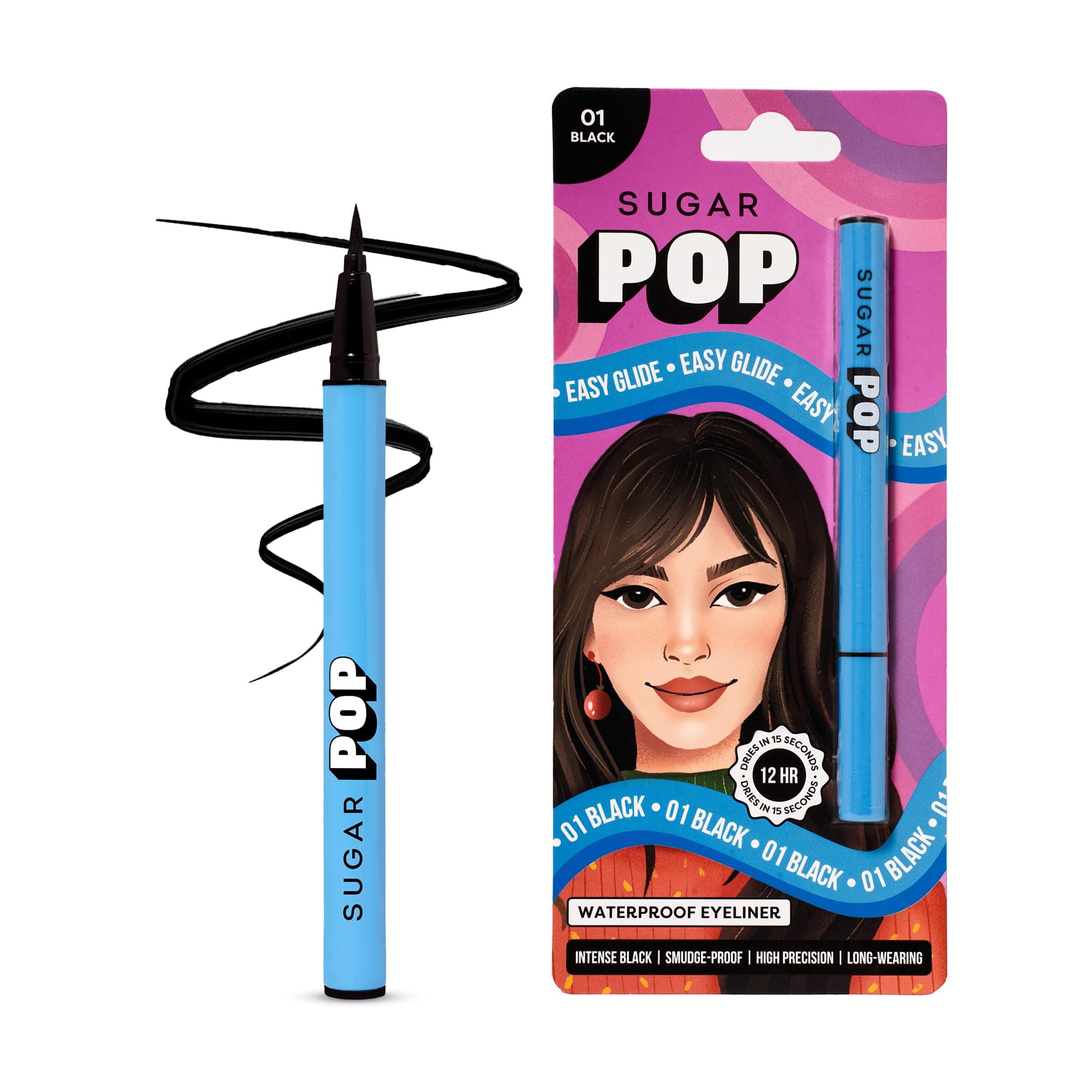 SUGAR POP Waterproof Eyeliner | Intense Black I Smudge-proof | High Precision | Long-wearing - 1.5 ml