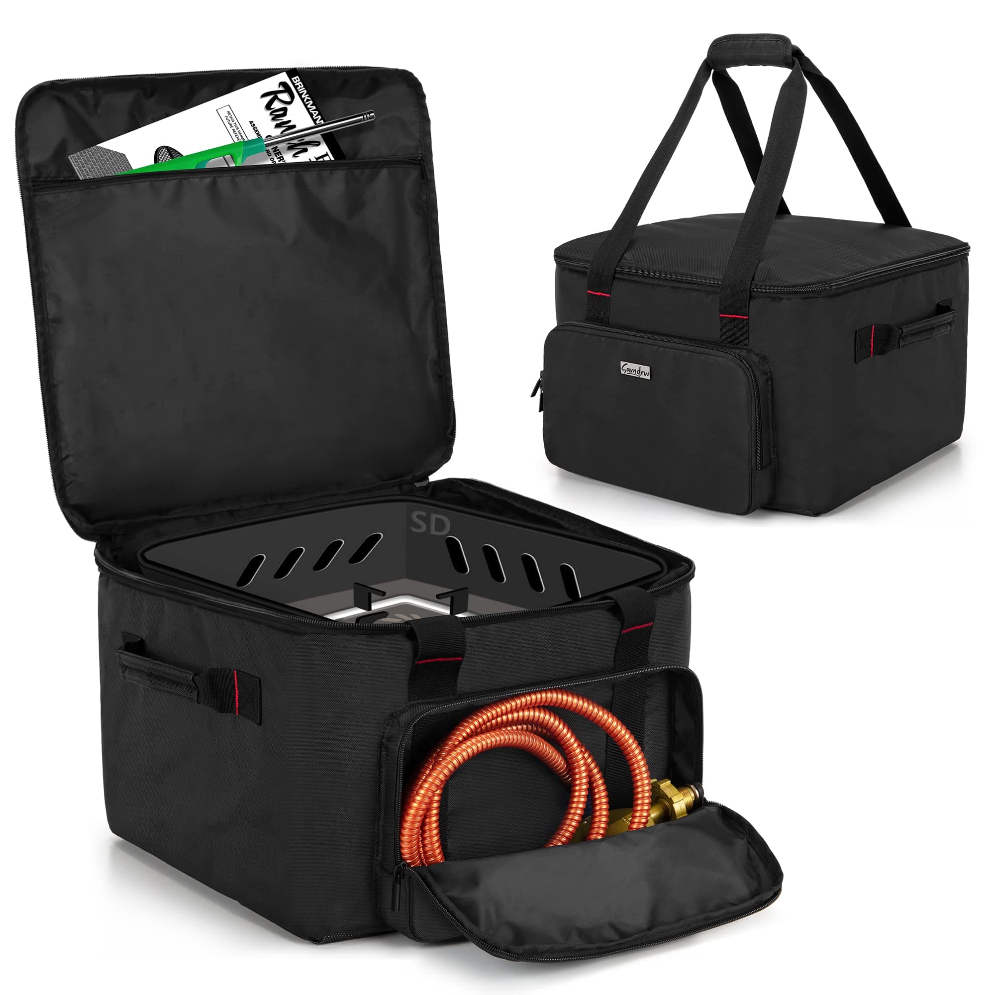 samdew Outdoor 14 Inch Firecube Carry Bag, 14" Fire Pit Case Compatible with Outland Firecube 805 Portable 14 Inch Square Propane Gas Fire Pit, with Water-resistant Bottom & Padded Handles, Bag Only