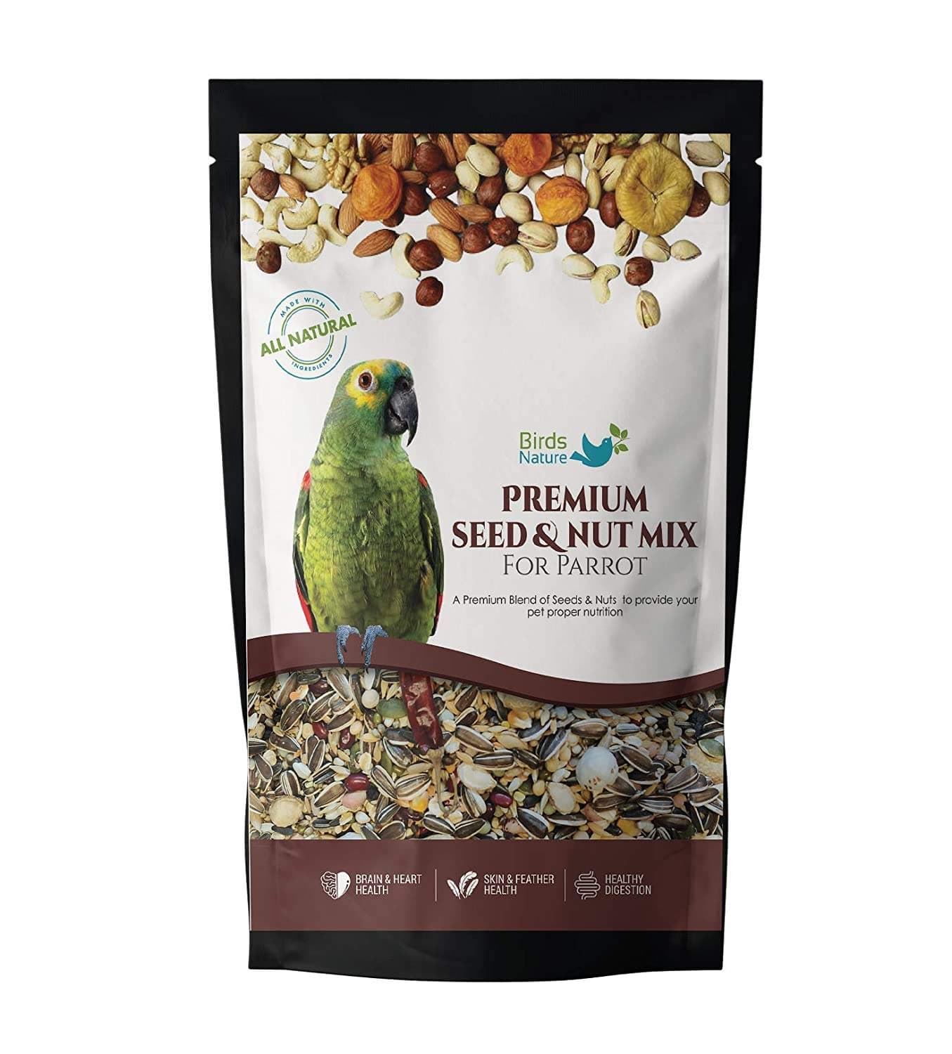 Premium Seed & Nut Mix Food for African Greys Parrot, Senegals, Amazons, Electus, Small Cockatoos, Conures, Caiques & Exotic Birds (5kg)