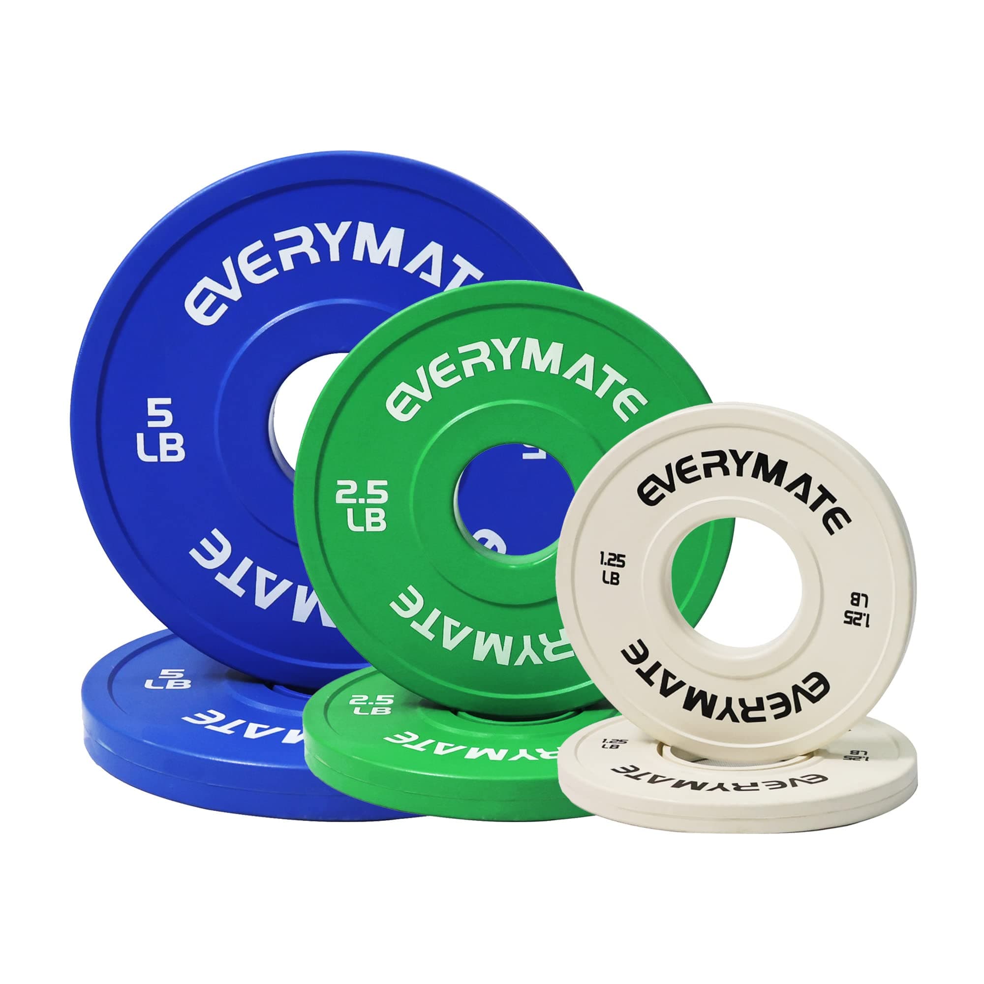 EVERYMATE Change Weight Plates 1.25LB 2.5LB 5LB Set Fractional Plate Olympic Bumper Plates for Cross Training Bumper Weight Plates Steel Insert Strength Training Weight Plates
