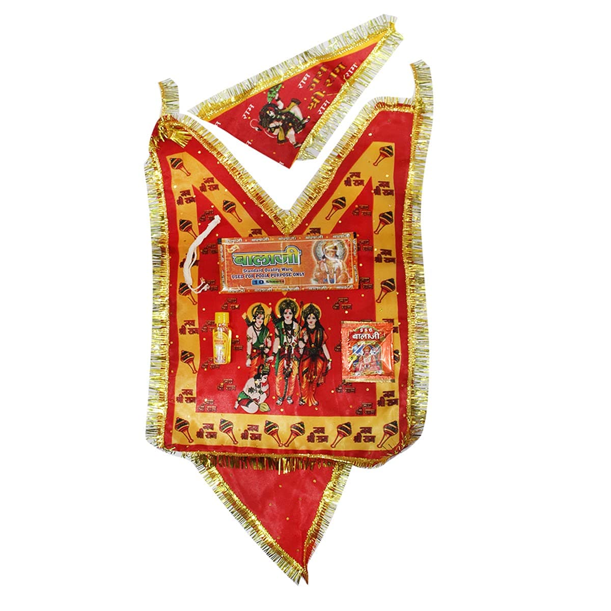 My God GiftMy God Gift Shree Hanuman Chola with Silver Bark Sindoor,Janau, Chameli Oil with Flag for Home/Temple/Festive Occassions