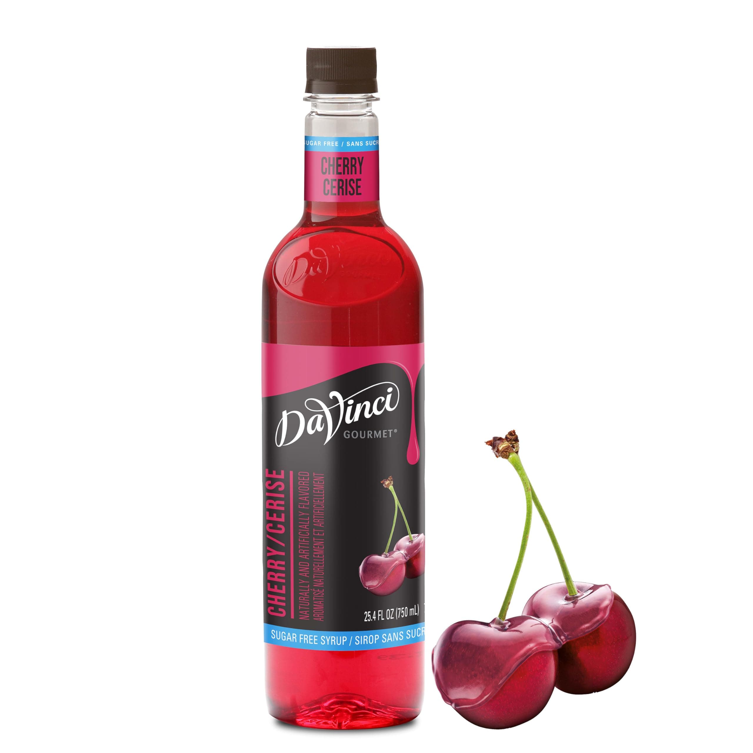 DaVinci Gourmet Unsweetened Cherry Syrup, 750 ml PET Bottle, 25.4 Fl Oz (Pack of 1)