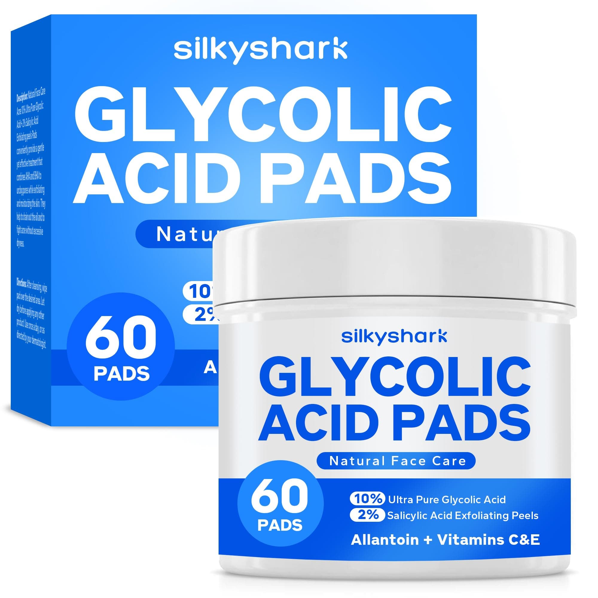 Glycolic Acid Resurfacing Pads, 10% Ultra Pure Glycolic Acid + 2% Salicylic Acid, Exfoliating Peels Face Pads, Effective Exfoliation and Chemical Peel, Radiant Skin Renewal (60 PADS, 2.7Oz)