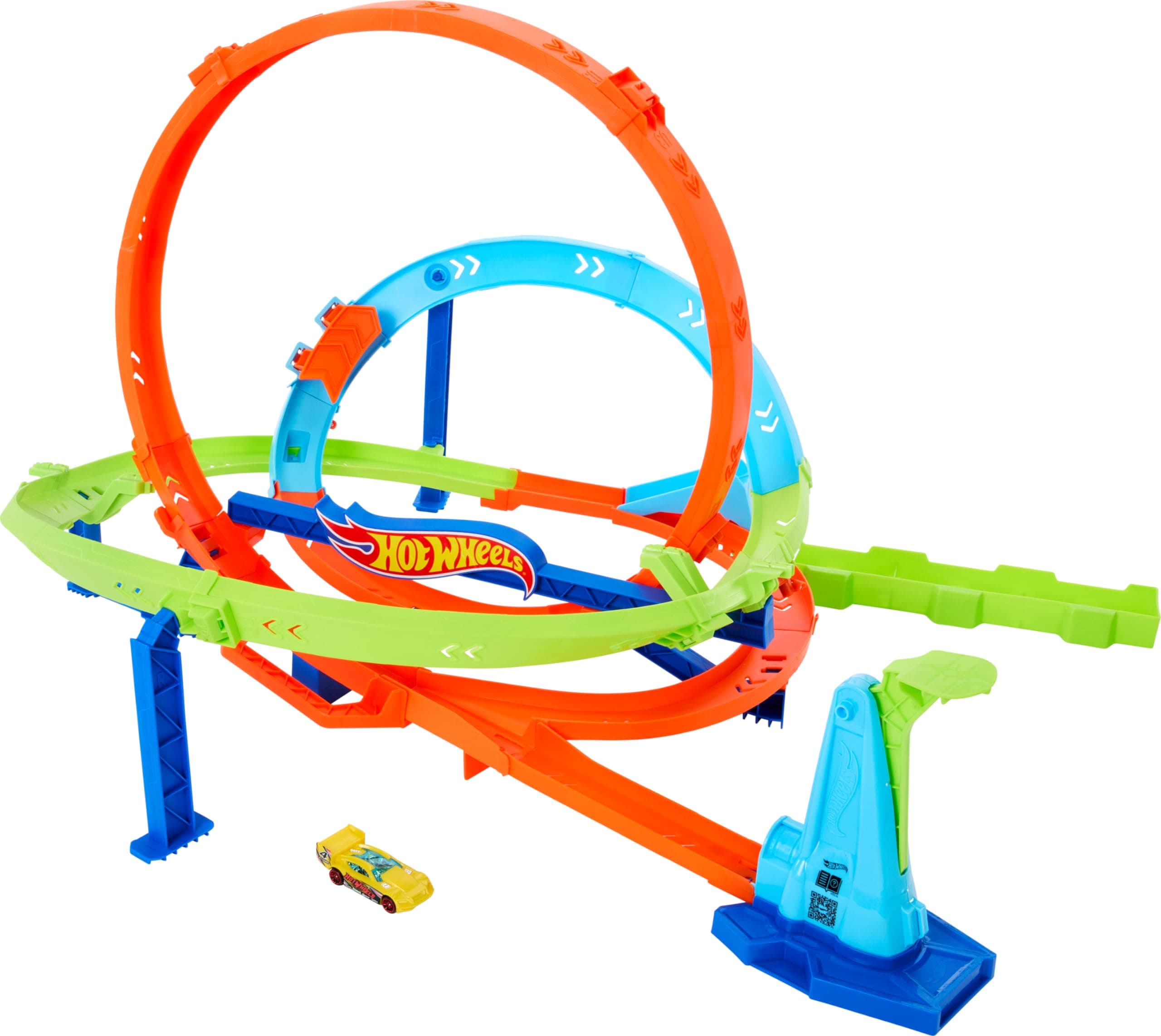 Hot Wheels Toy Car Track Set, Action Loop Cyclone Challenge, 18-in Tall, 2 Ways to Play & Easy Storage, with 1:64 Scale Vehicle
