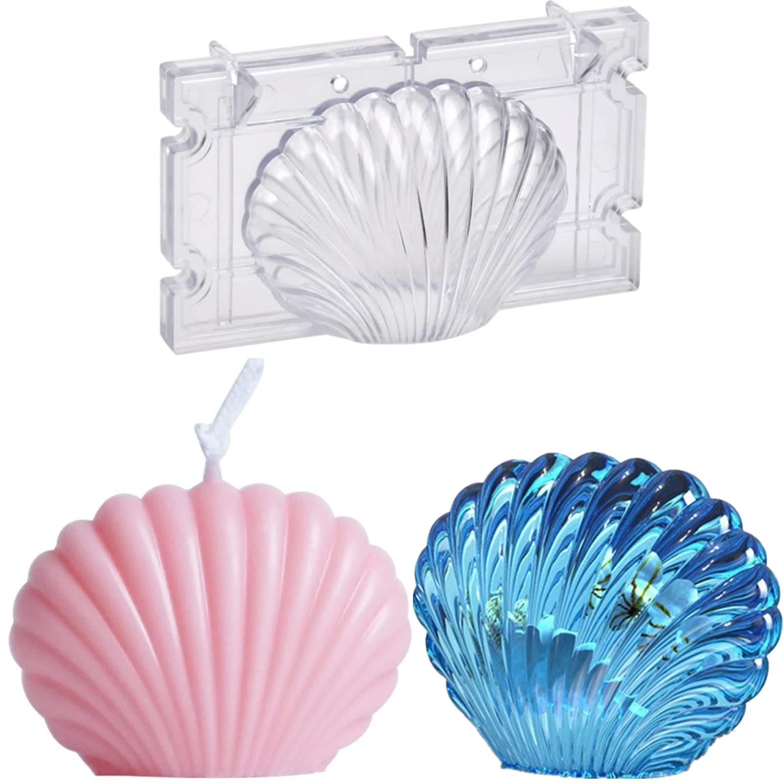 Candle Making Mould Seashell Plastic Mould Wax Melt Moulds Scallop Shell Aromatherapy Moulds Handmade Soap Mold for Party Home Decoration Gift Clay Craft Kit DIY Size 9.5 * 5.3 cm