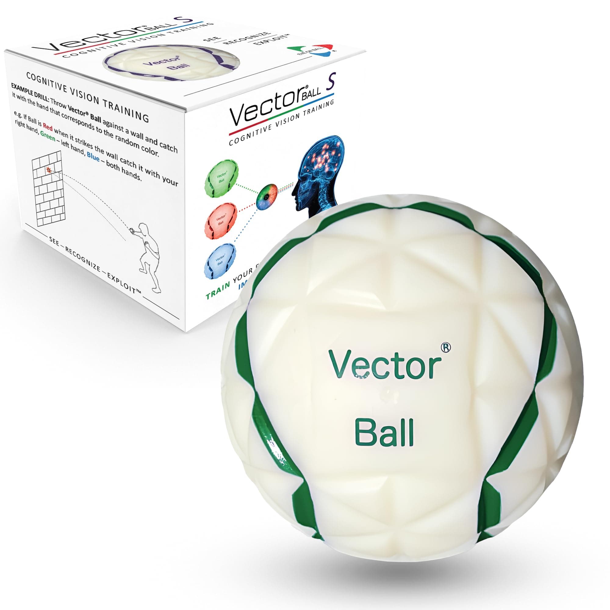 Vector Ball S Neuro-Visual Reaction Ball for Improving Sports Quickness, Focus, Agility, Speed, Hand Eye Coordination - Waterproof, Impact Color-Changing Reflex Trainer - Cognitive Training Tool