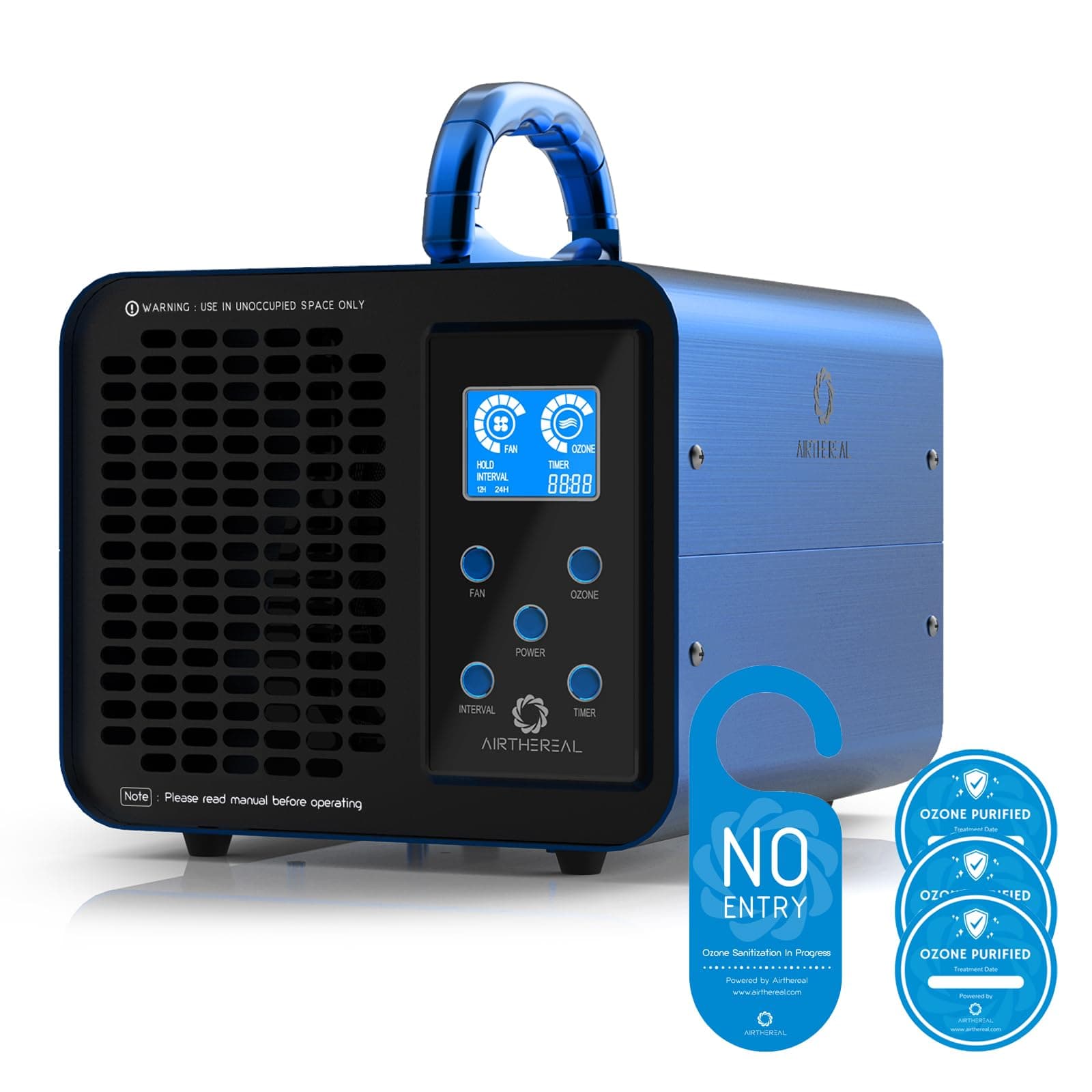 Airthereal MA10K-PRODIGI Digital Ozone Machine, High Capacity Ozone Generator Odor Removal - O3 Deodorizer Air Ionizers for Large Rooms, Cars and Smoke - Adjustable Output and Timer, Blue