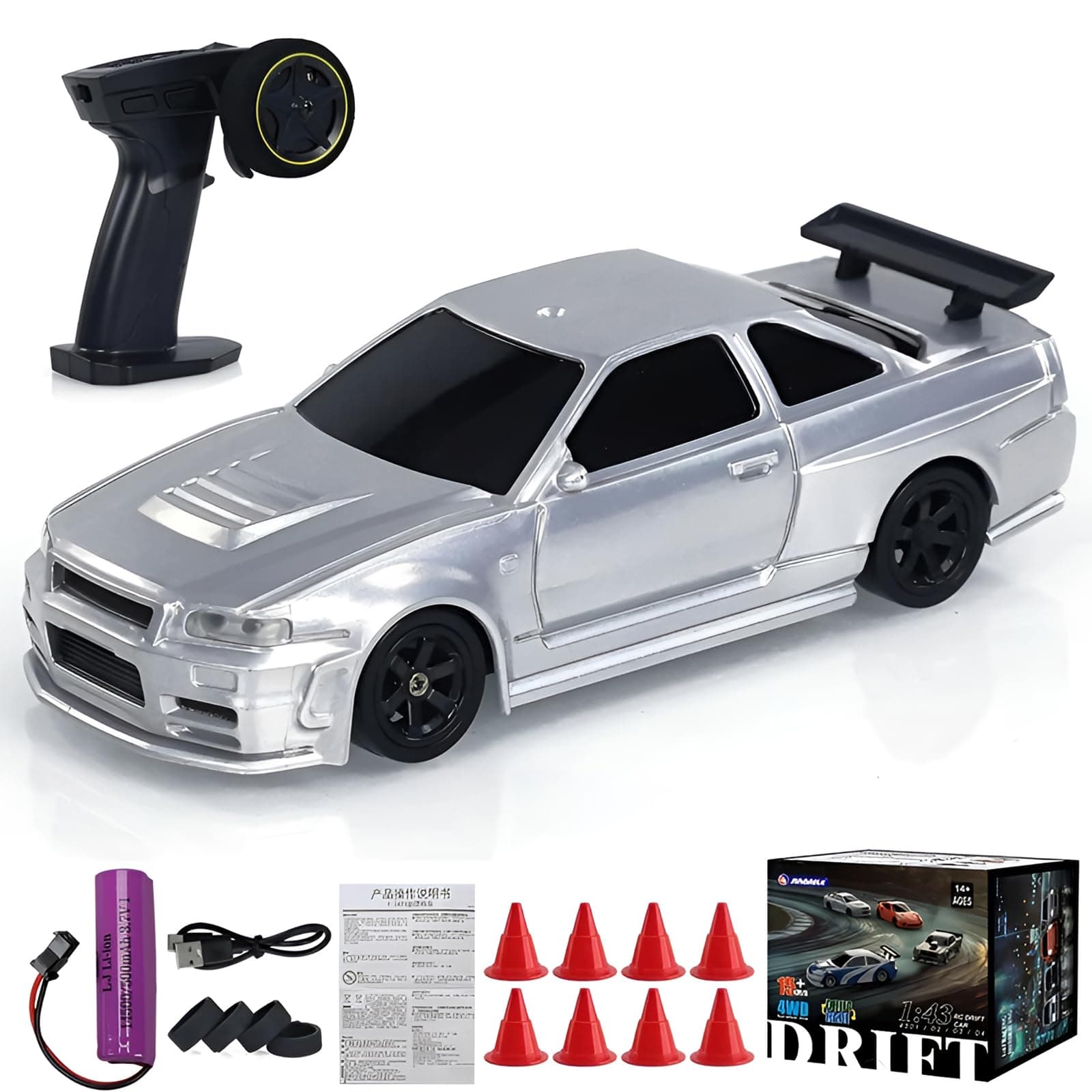 Remote Control Car, 2.4GHz High Speed 15KM/H RC Cars Toys,1/43 Scale Mini RC Drift Car, RTR Mini Racing Vehicle for Adults - Indoor/Outdoor Use (4304 1Battery Box)