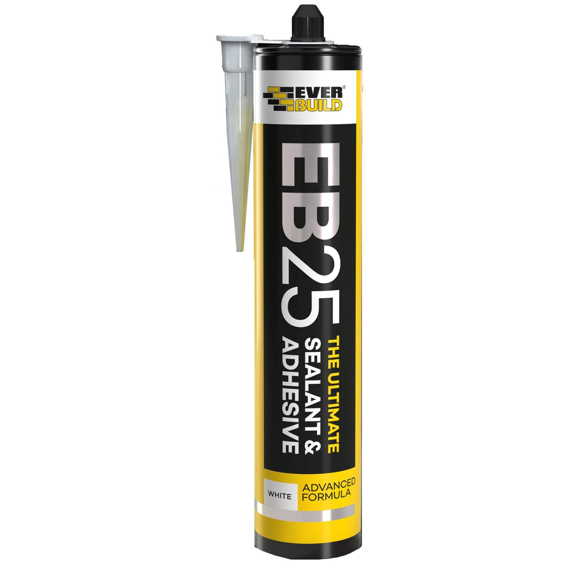 Everbuild EB25 The Ultimate Sealant and Adhesive Cartridge – Hybrid Polymer Adhesive – Waterproof and Weatherproof – White – 300ml