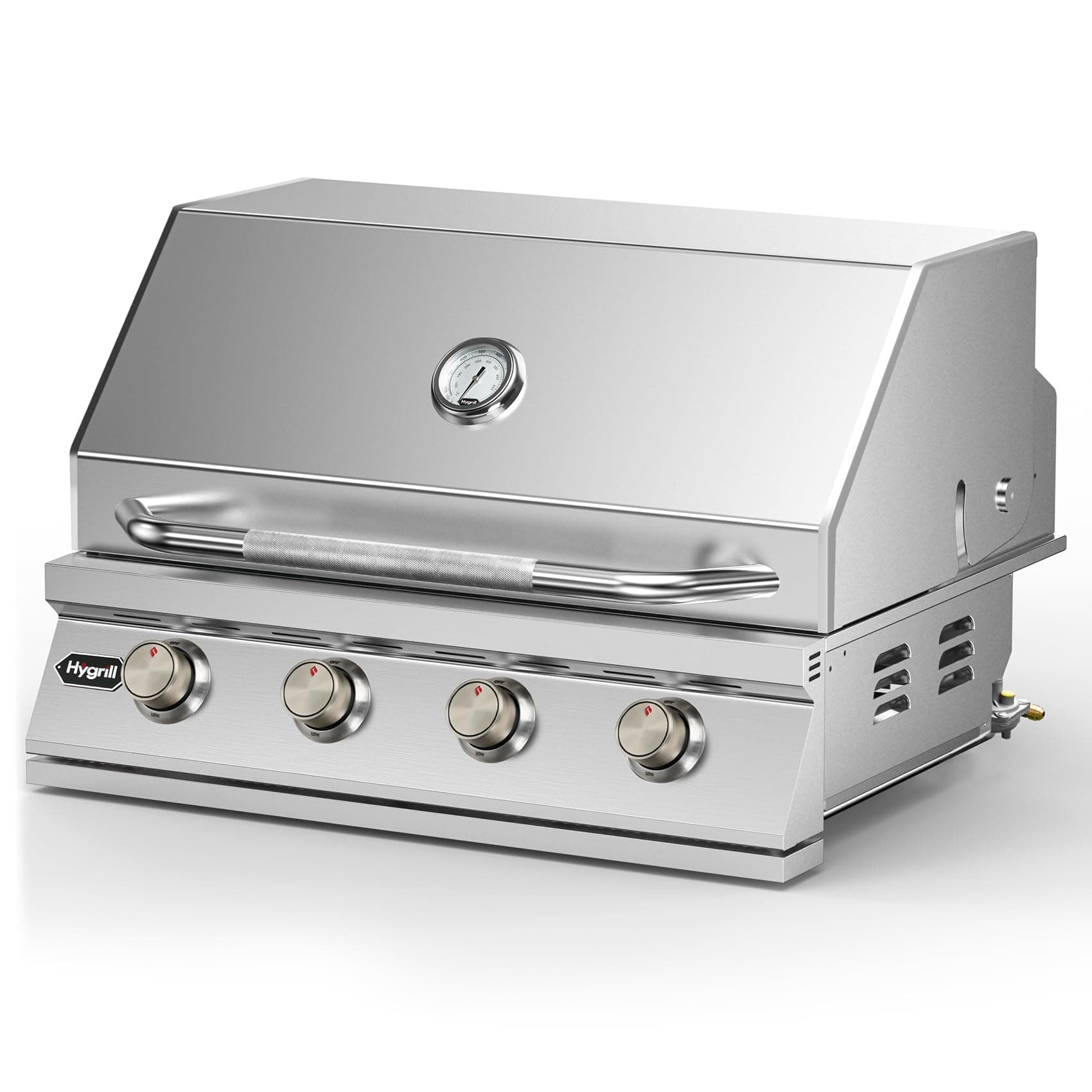 Hygrill STD Series 32-Inch Built In Grill, Stainless Steel 4-Burner Grill Head for Outdoor Kitchen, Natural Gas