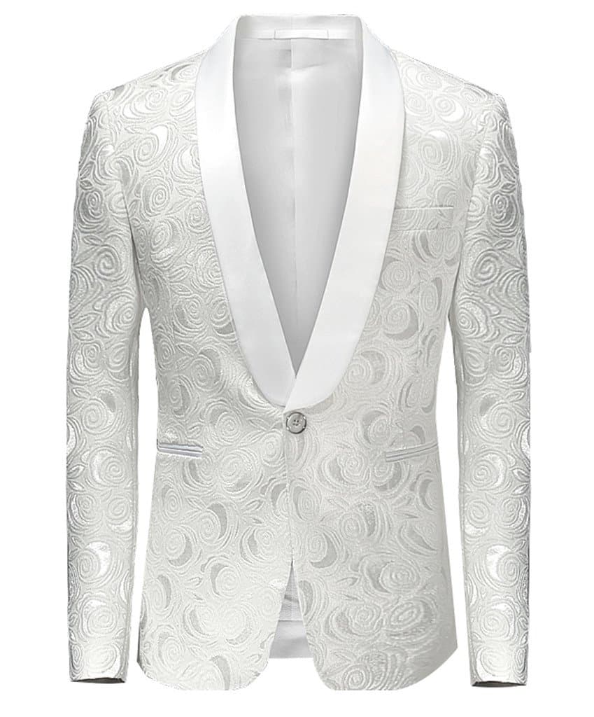 Vchomi Men's White Patterned Casual Sport Coat