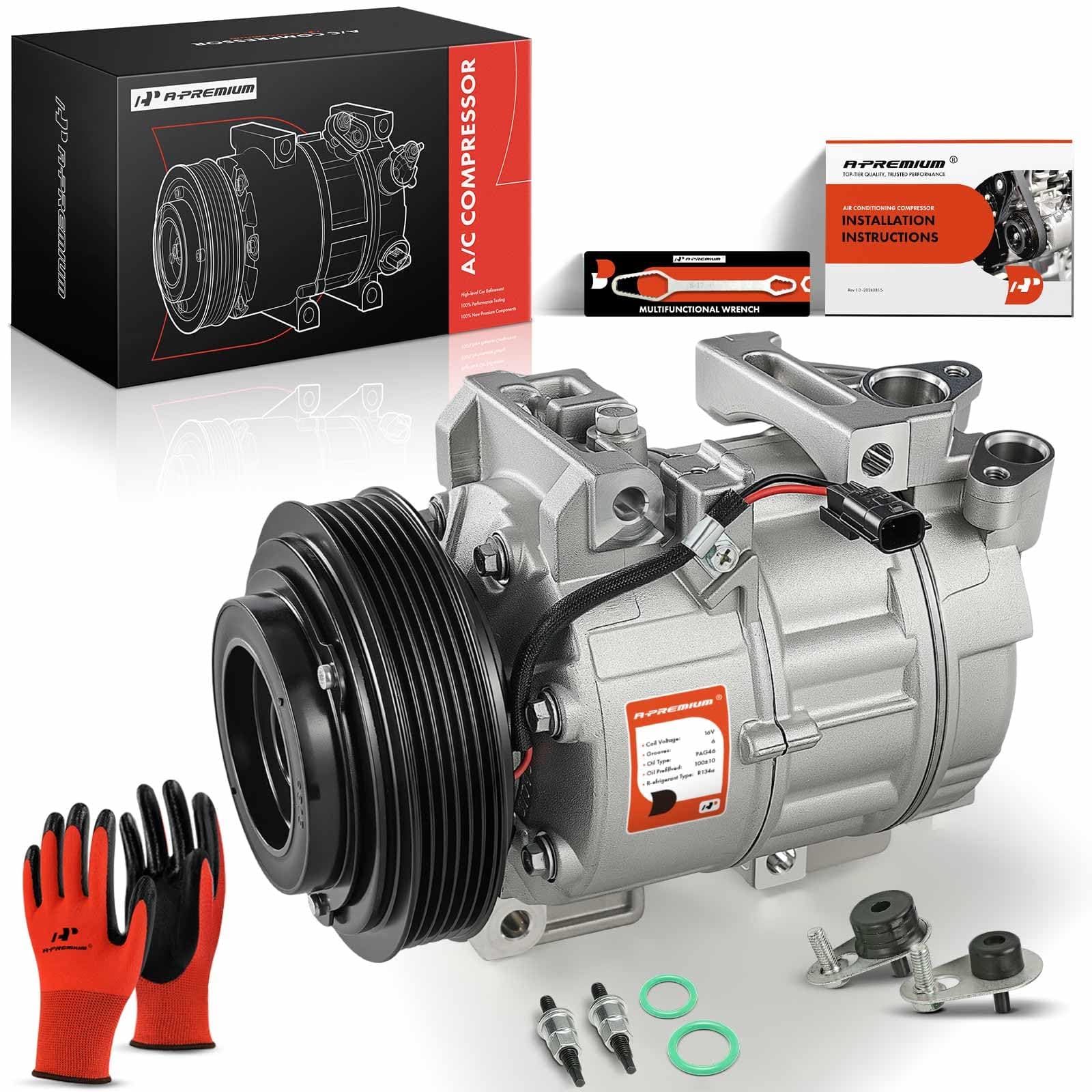 A-Premium Air Conditioner A/C AC Compressor with Clutch Compatible with Nissan Altima 2007-2012, Sentra 2007-2012, L4 2.5L