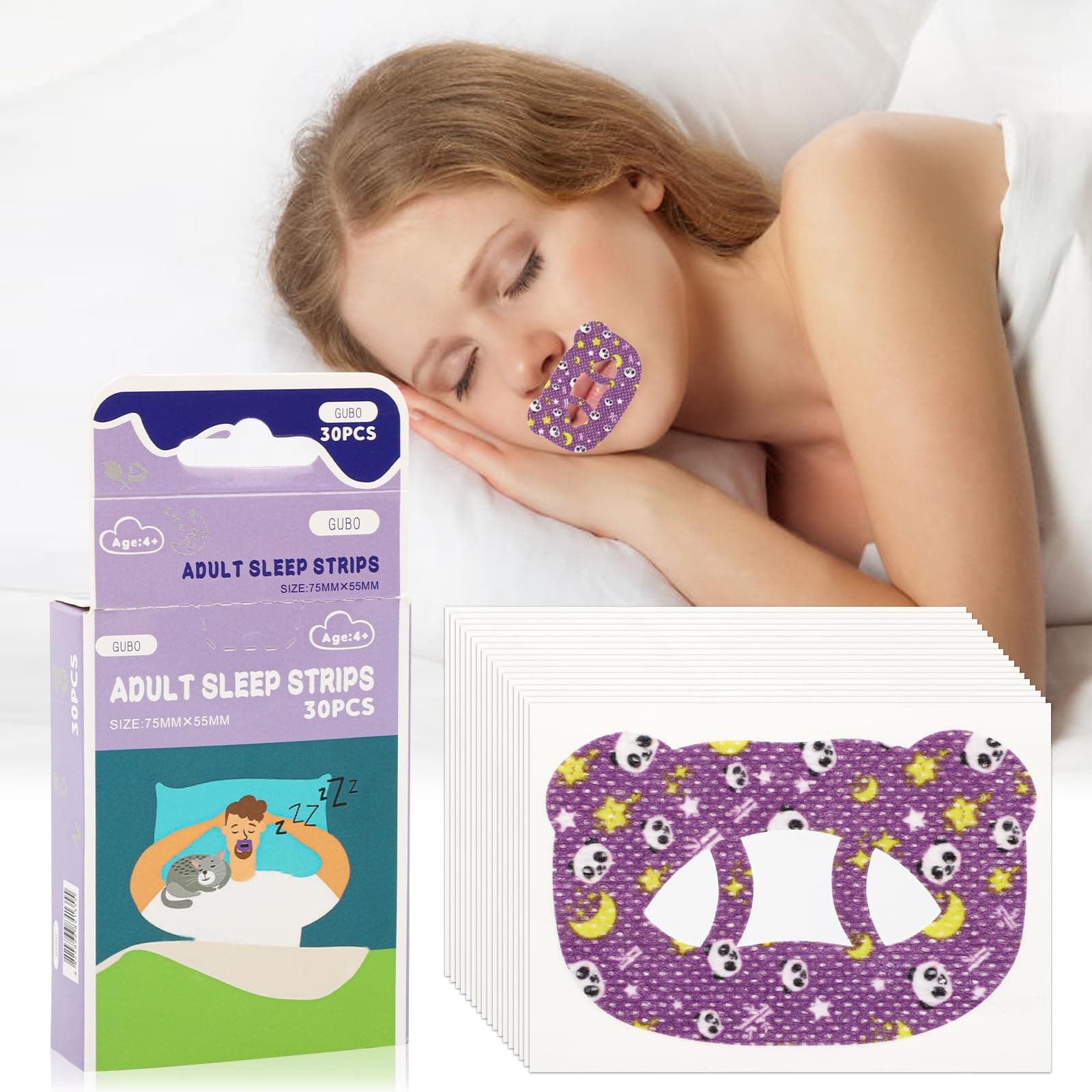 Adult Mouth Tape for Sleeping, Sleep Mouth Tape for Less Mouth Breathing Snoring Relief, Gentle Mouth Tape for Better Nose Breathing Improved Sleep (60PCS)