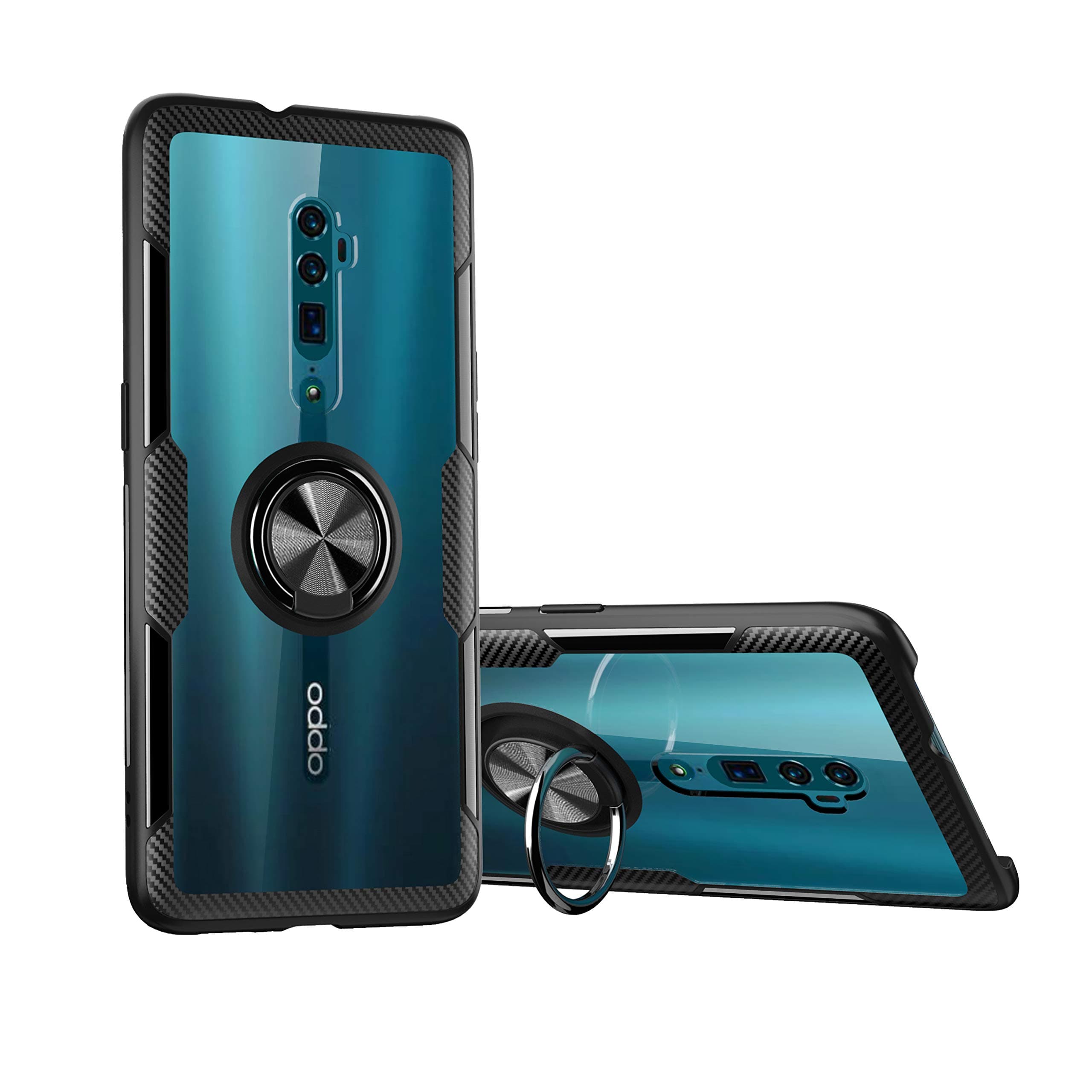 Clear Case for Oppo Reno 10X Zoom/Oppo Reno 5G with Ring Holder,Slim Fit Case Transparent Hard PC Cover Oppo Reno 10X Zoom Case with Metal Plate for Magnetic Car Phone Holder