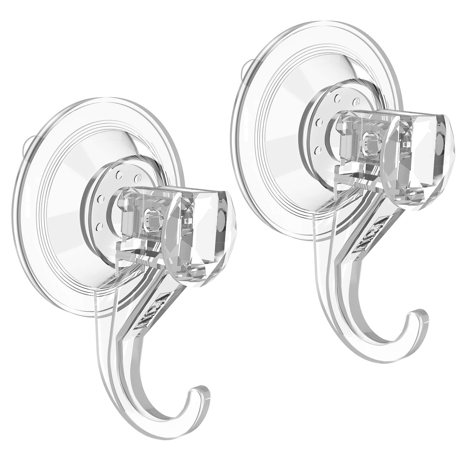 VIS'V Suction Cup Hooks, Small Shower Suction Hooks, Heavy Duty, Removable and Reusable, Clear, 2 Pcs