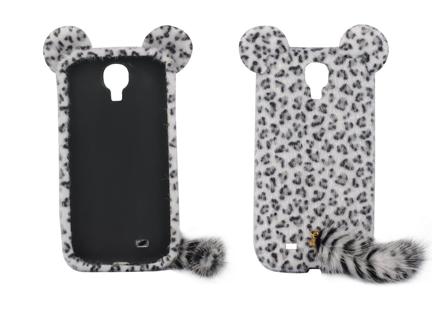 Cases Kingdom 3D Cute Leopard With Tail TPU Case Cover Skin for Samsung Galaxy S4 S IV i9500 Grey