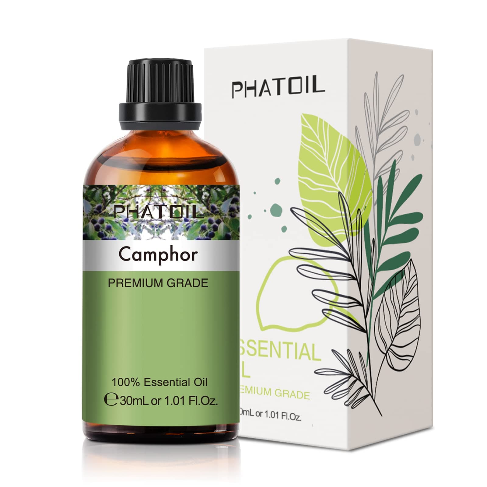 PHATOILCamphor Essential Oil 30ML, Premium Grade, Pure Essential Oils for Diffusers for Home, Perfect for Aromatherapy, Diffuser, Humidifier, Candle Making